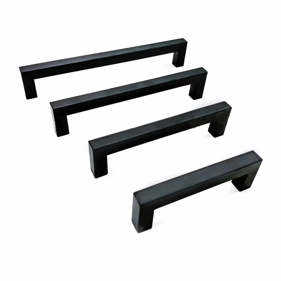 2-pak Uchwyty do szafek Uchwyty do szafek ze stali nierdzewnej czarny Uchwyty do drzwi kuchennych Gałki do szuflad meblowych (Centrum otworów 192mm)
