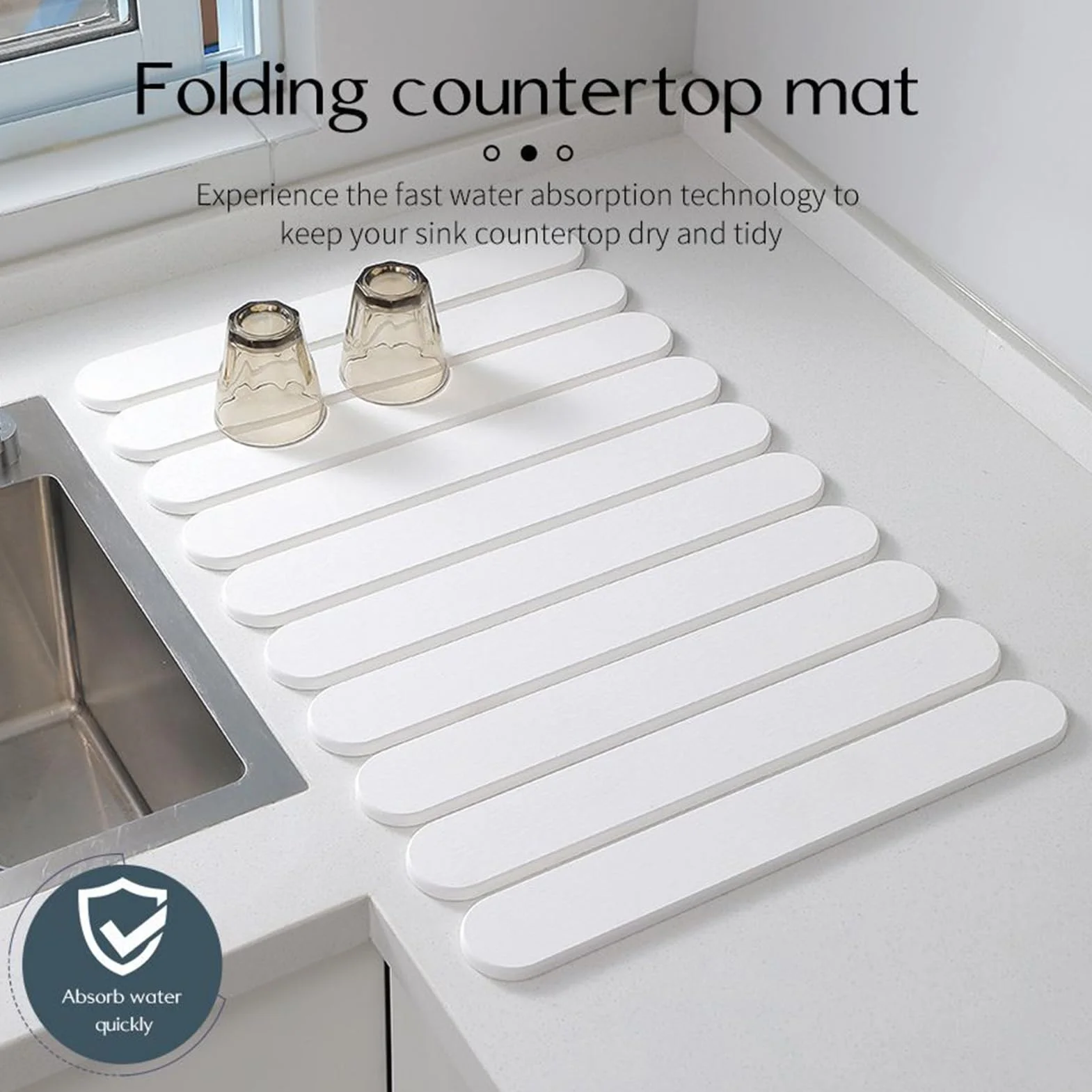 Stone Drying Mat, podkładka do suszenia naczyń, Quick-Dry Foldable Mat, do kuchni, kawiarni, baru i prysznica, minimalistyczny dodatek do natychmiastowej absorpcji wody