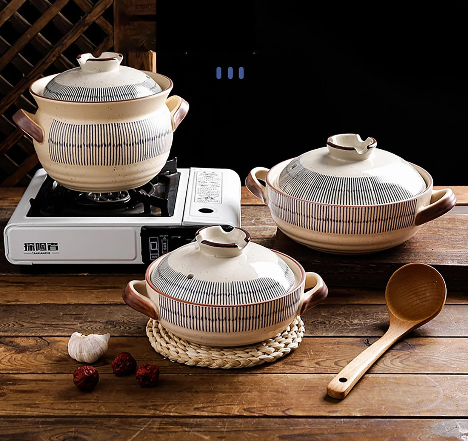 Ceramiczny garnek do duszenia, Naczynia ceramiczne żaroodporne do gorącego garnka ryżu, gulaszu(2L)