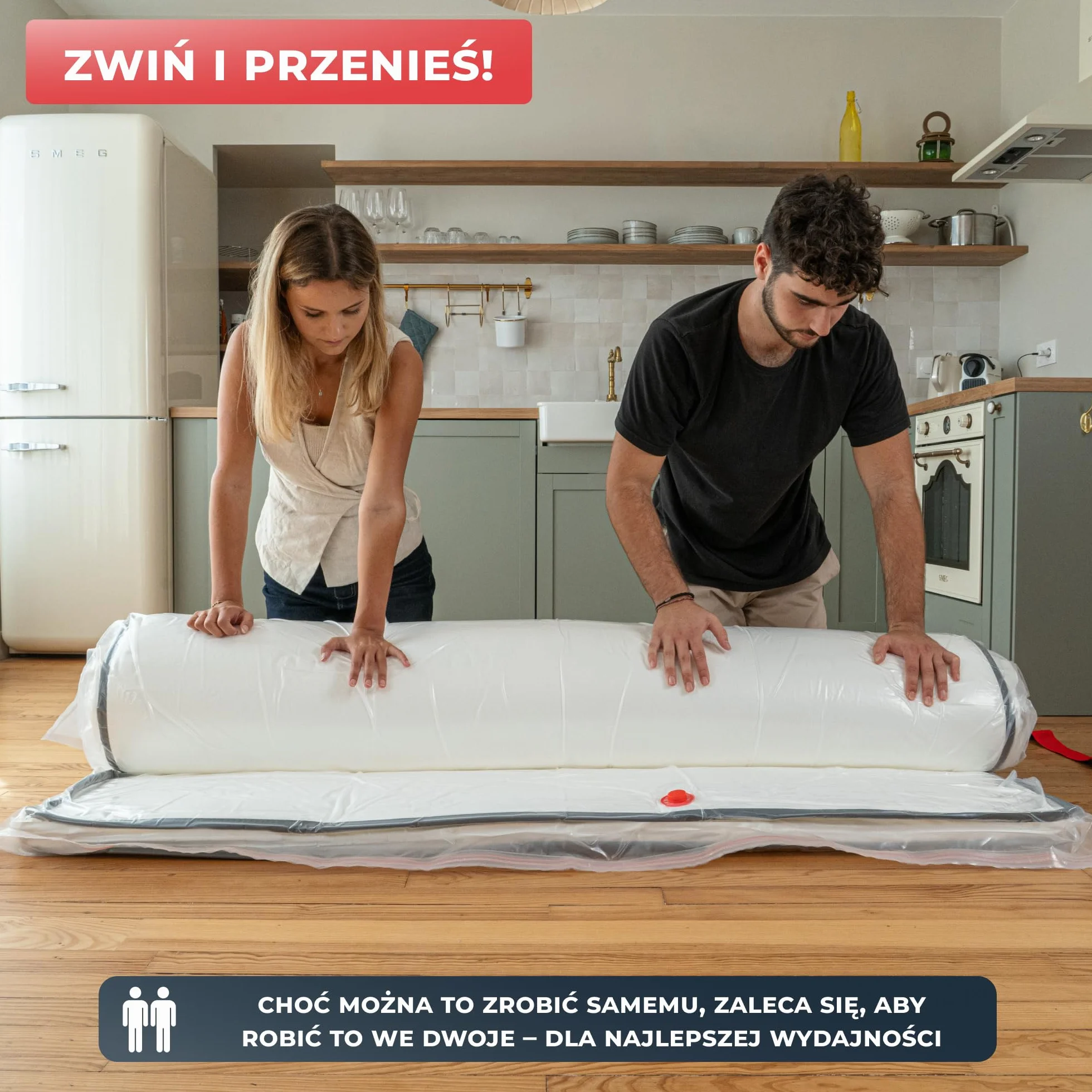 Worek Próżniowy na Materac 70x140cm Wodoodporny Zestaw z Klipsami i Paskami na Rzep