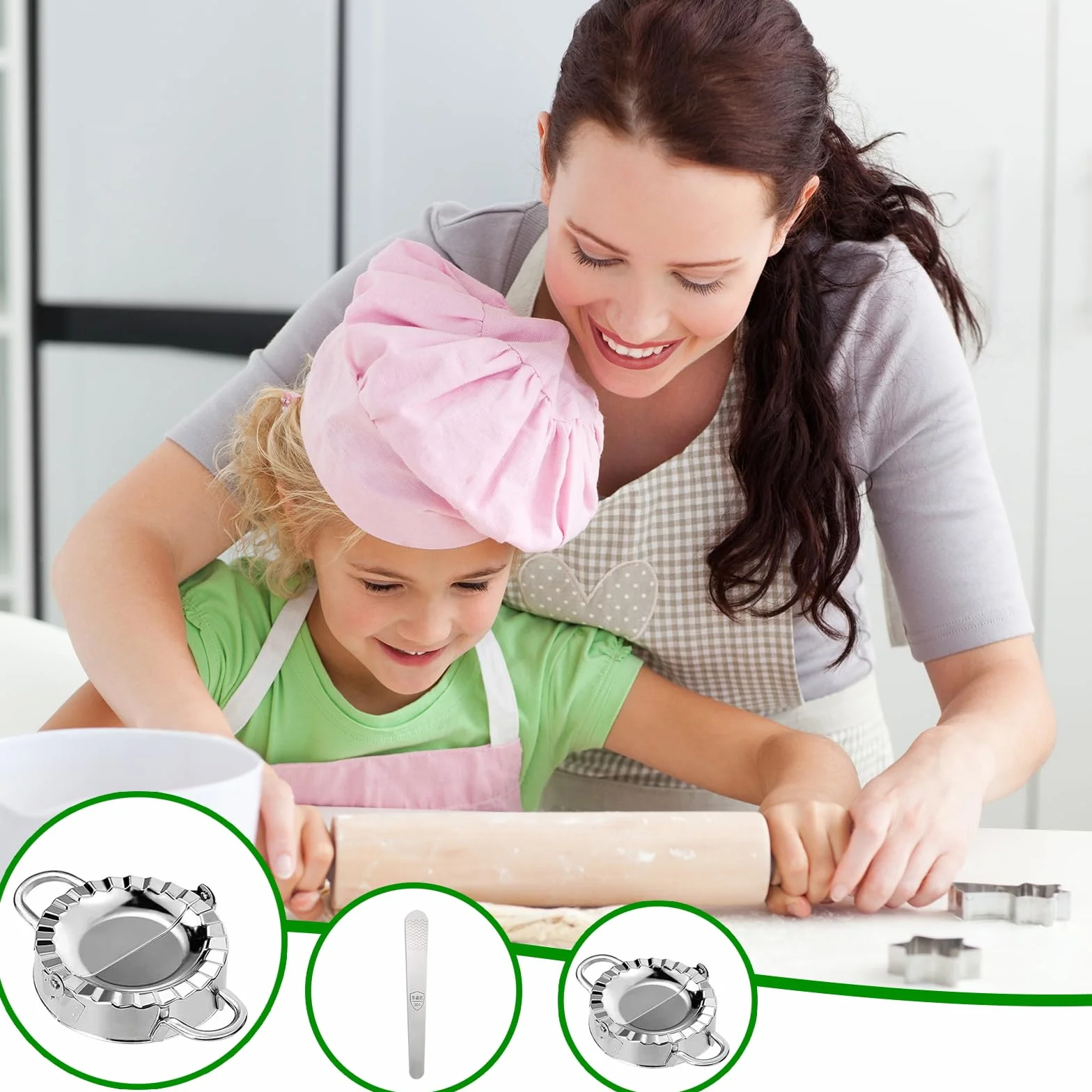 2 sztuki przyrządów do robienia pierogów ze stali nierdzewnej, łyżka do pierogów Dough Shaper, zestaw foremek do pieróg, do robienia pierogów, owijek Wontons