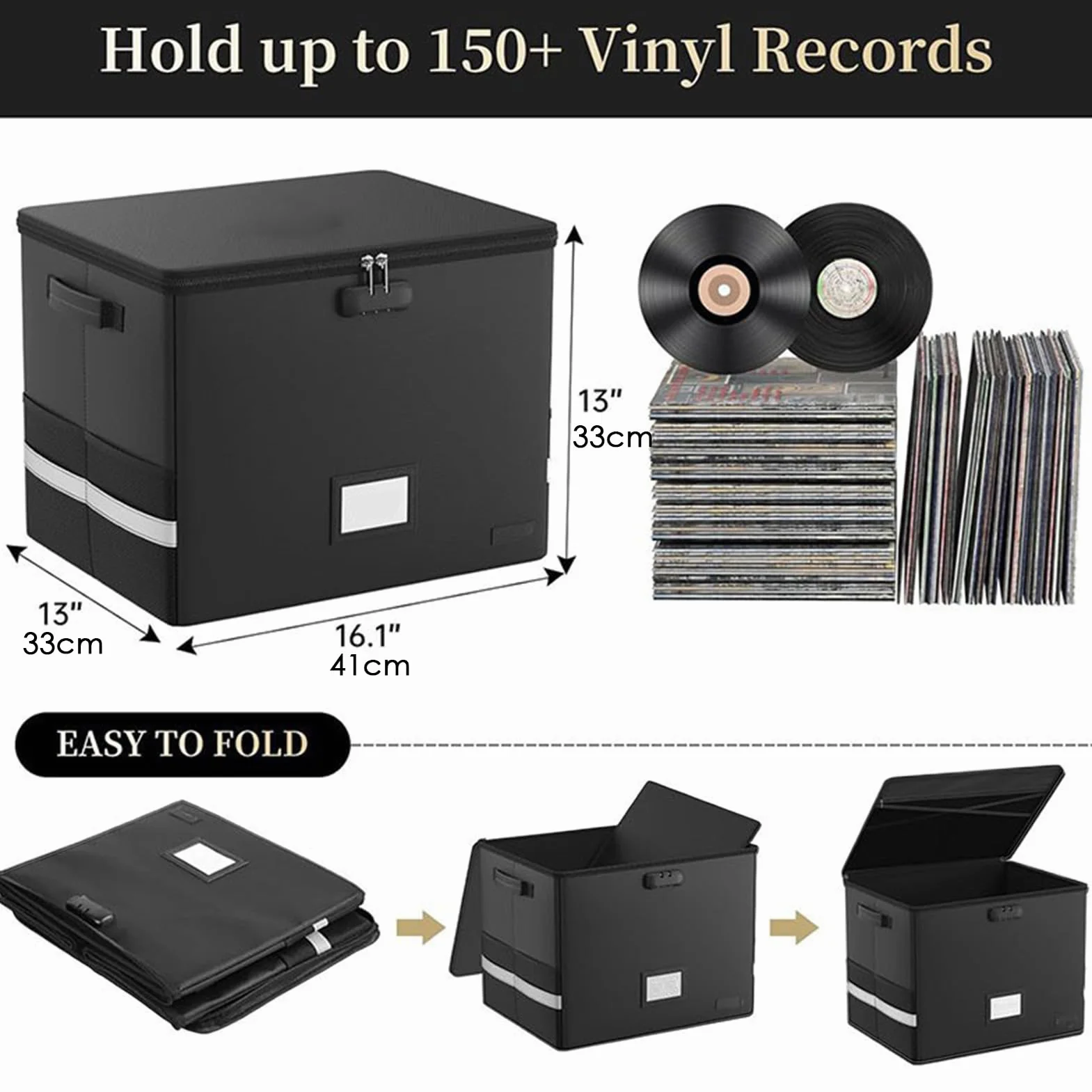 Przechowywanie Albumów Winylowych Ognioodporne i wodoodporne, duża | Ognioodporny Wodoodporny Wytrzymały Organizer Na Ponad 150 Płyt Winylowych 30 Cm Uchwyt Organizer Torba Akcesoria Gra