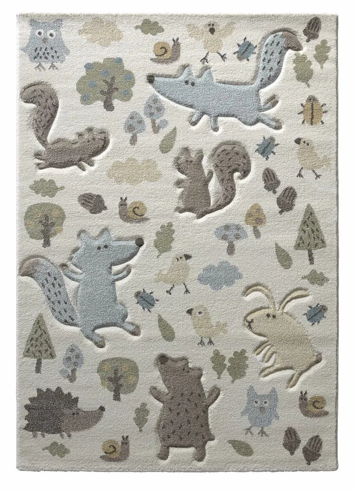 Wecon Home Sigikid I nowoczesny dywan dziecięcy z krótkim włosiem, do pokoju dziecięcego dla dziewcząt i chłopców, Forest I SK-21965-060, biały, taupe, szary, zielony, żółty, (200 x 290 cm)