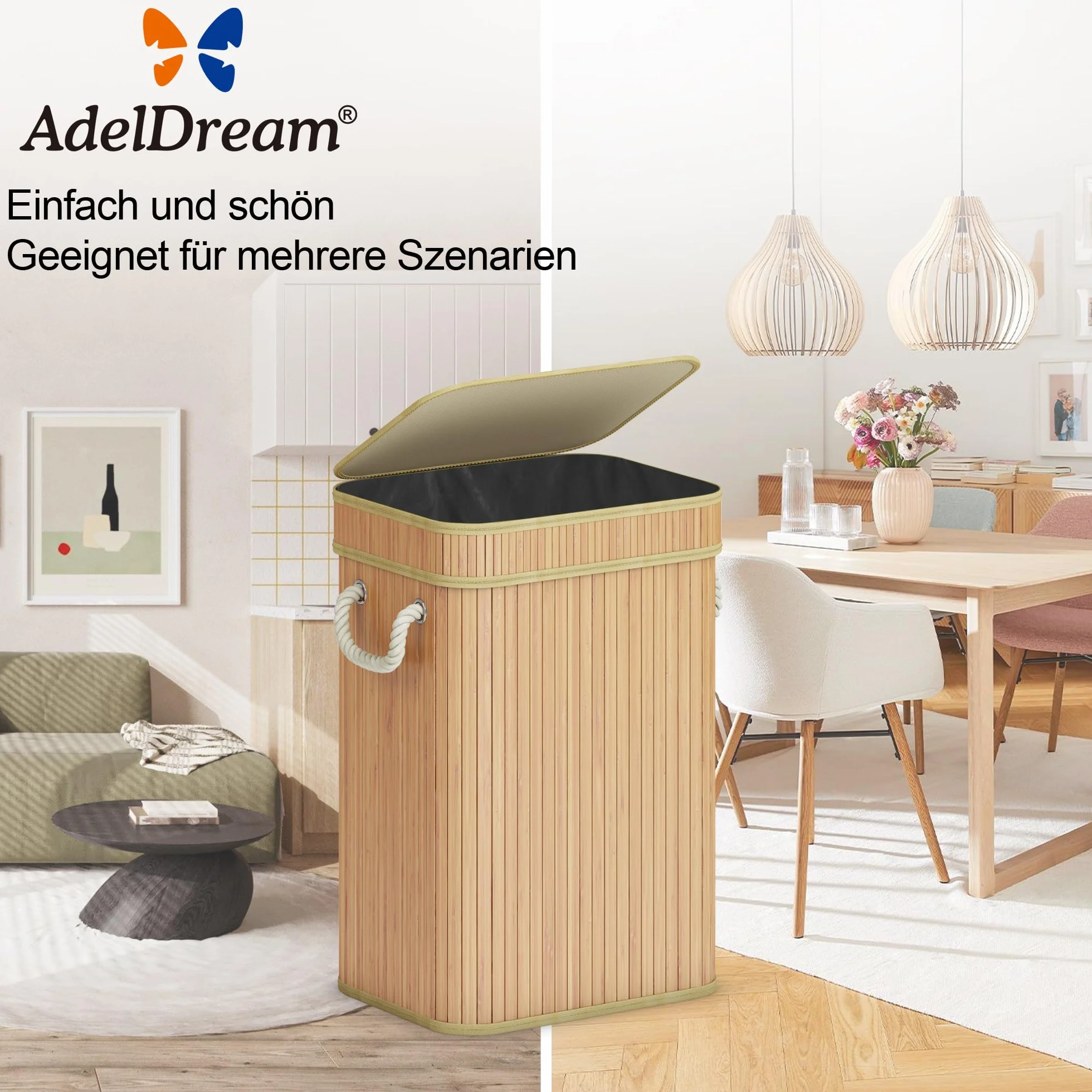AdelDream Pojemnik do zbierania butelek zwrotnych z pokrywą duży pojemnik do przechowywania pustych i starych szklanych pojemników pojemnik na butelki do kuchni z naturalnego drewna 74L