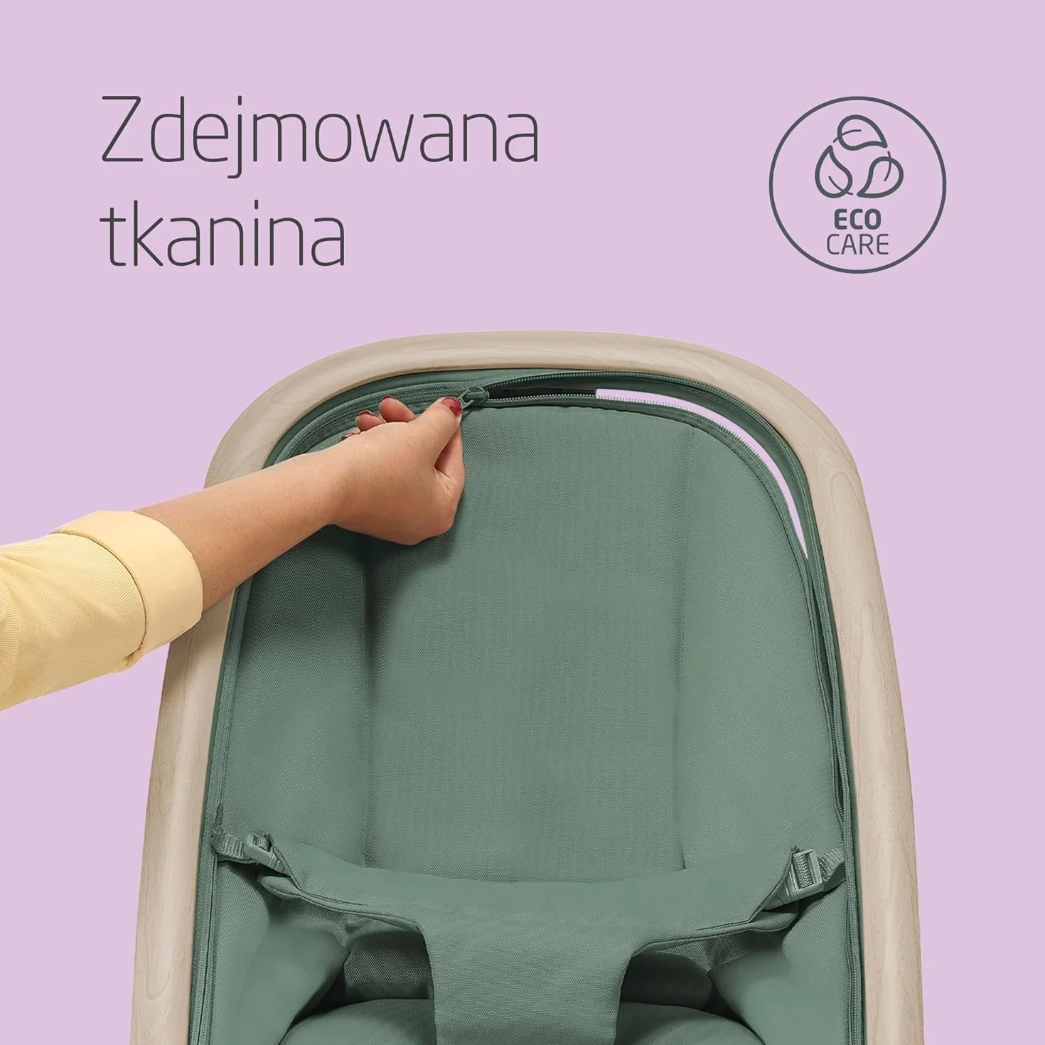 Maxi-Cosi Bujaczek leżaczek Kori 2 w 1 z łukiem z zabawkami, 0–2 lata, do 15 kg, bujaczek dla dziecka, 3 poz. odchylania jedną ręką, Uprząż Easy- in, Lekki i kompaktowy, Beyond Green