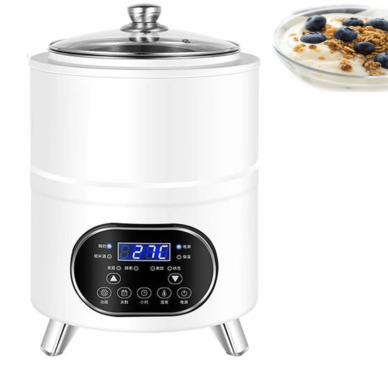 Komercyjna Maszyna Do Jogurtu,Maszyna Do Produkcji Wina Ze Słodkiego Ryżu,Kontrola Czasu I Temperatury,Fermentacja W Stałej Temperaturze 360°,Do Domowego Jogurtu,Wina Ryżowego Natto White-8L