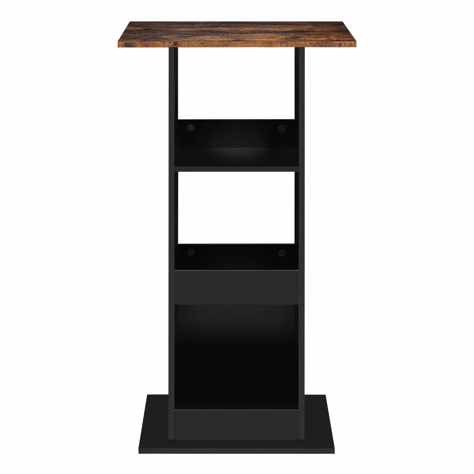 Stolik barowy bistro kwadratowy z 3 półkami wysokość 112 cm czarny rustykalny