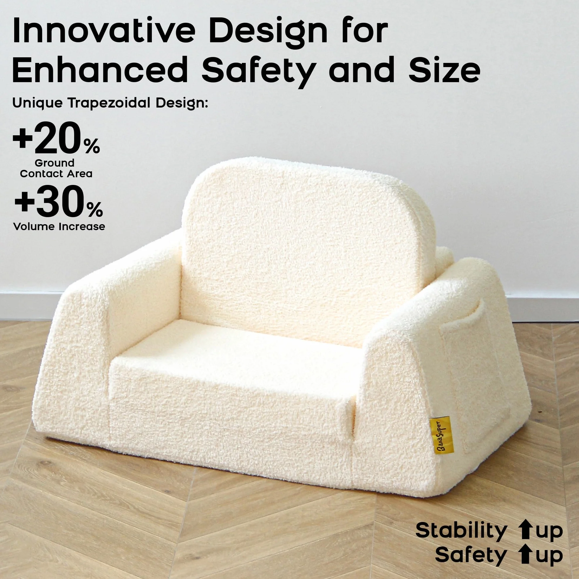 BanaSuper Rozkładana sofa dziecięca 2 w 1, składany fotel i łóżko dla niemowląt, fotel dziecięcy, poszerzona podstawa zapobiegająca przechylaniu, zdejmowany pokrowiec, prezent dla chłopców i