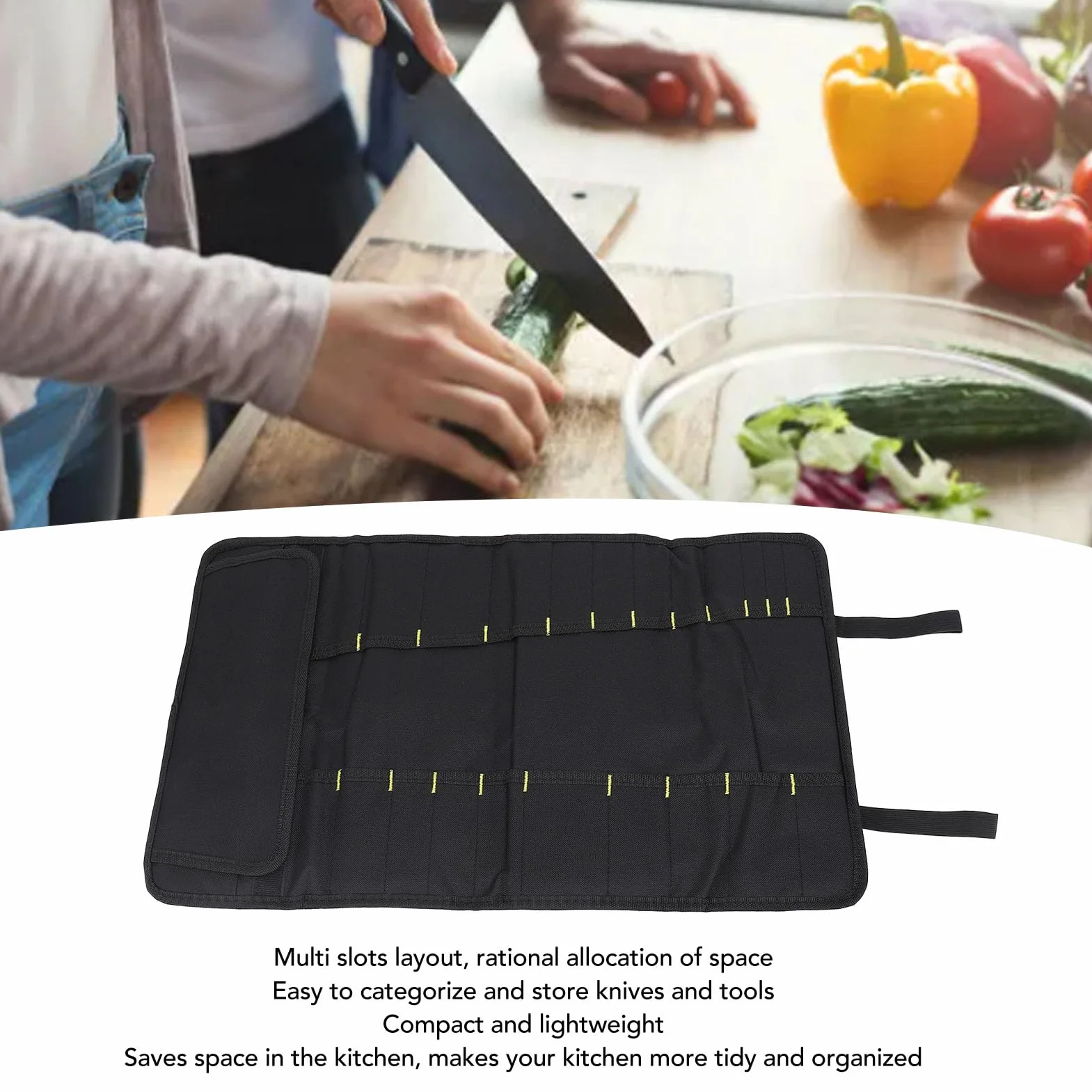 Torba na nóż szefa kuchni, Wielofunkcyjny przenośny etui na noże płótna z 20 gniazdami, torba do przechowywania noży Chef do kuchni Podróżna na Kemping, Uchwyt na noże na sztućce