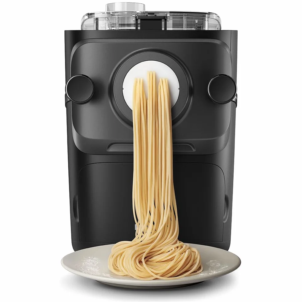 Philips Seria 7000 Urządzenie do wyrobu makaronu - Technologia ProExtrude, Automatyczne ważenie, 8 tarczy formujących, Idealne ciasto, Łatwe czyszczenie, Czarny (HR2665/93)