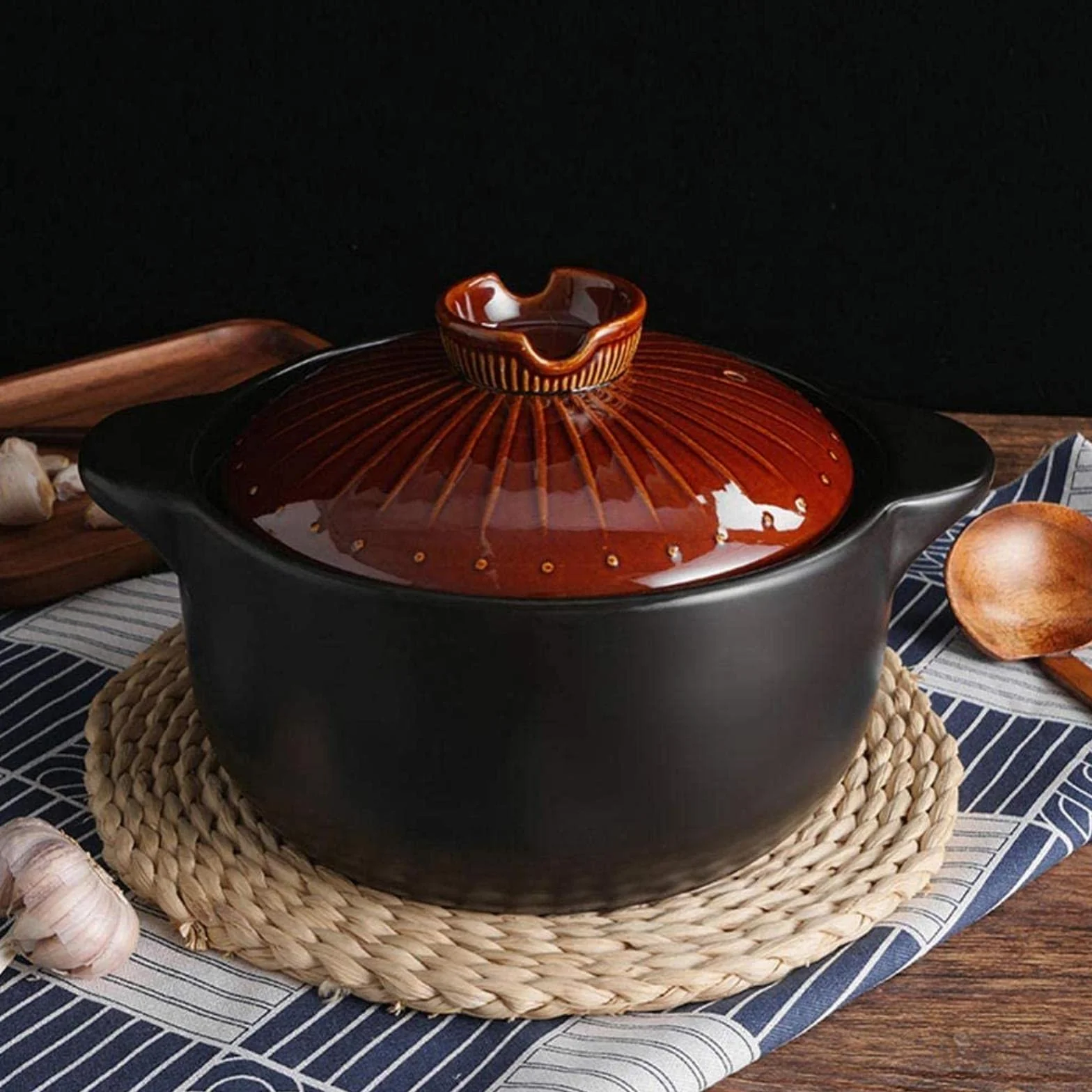 Naczynie Do Zapiekania Z Pokrywkami - Ceramiczny Garnek Do Użytku Domowego, Garnek Do Bezpośredniego Gotowania Na Otwartym Ogniu, Owsianka I Sos, 7 L