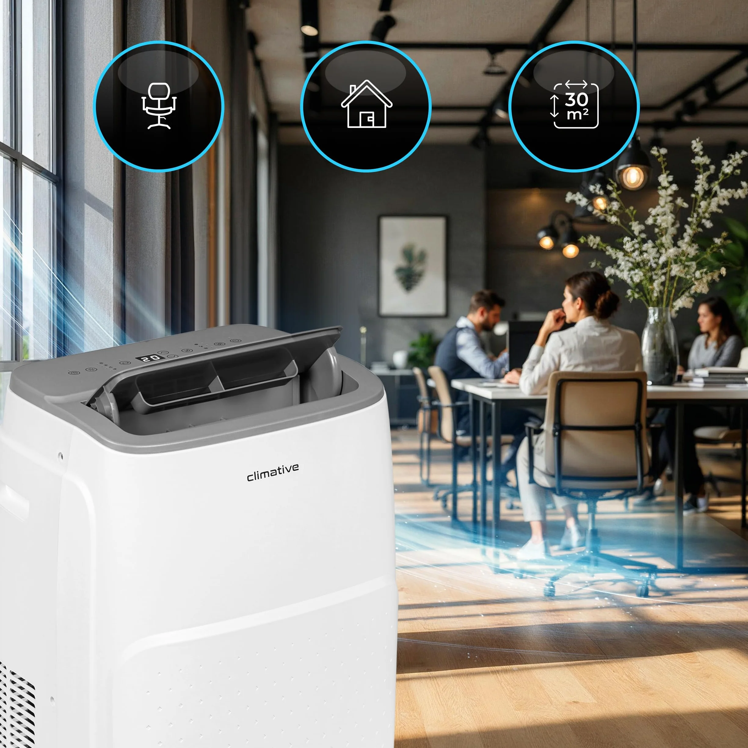 Climative AC41-S JET WiFi Klimatyzator przenośny 4,1 kW BTU 14000 41 m² 3w1 Osuszanie Wentylacja