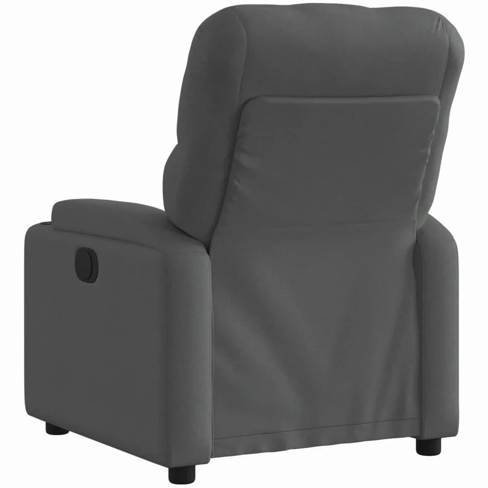 Fotel relaksacyjny, ciemnoszary, materiał z regulowanym oparciem i podnóżkiem, ergonomiczny fotel tapicerowany z drewnianą i metalową ramą, idealny do relaksu, czytania i oglądania telewizji