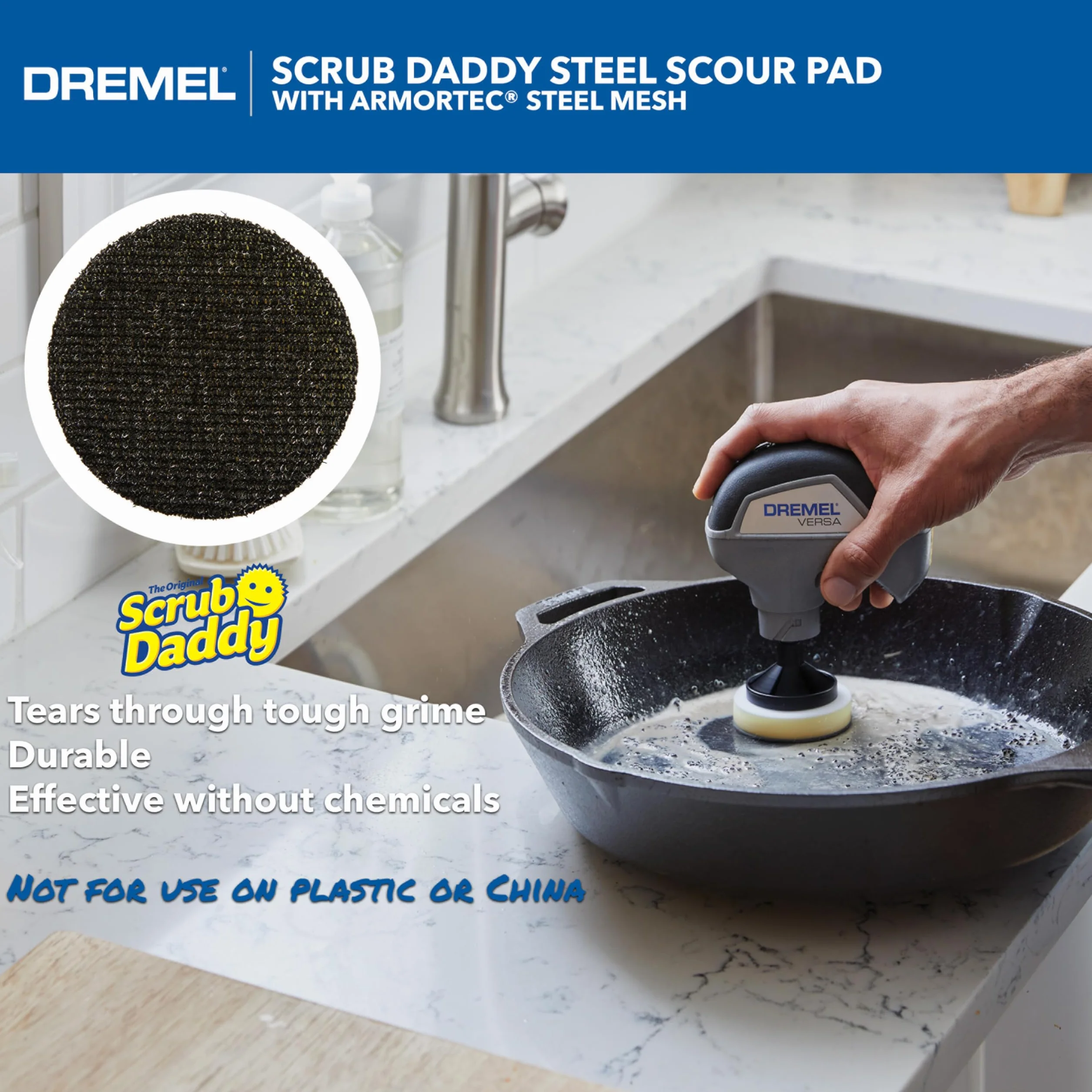 Dremel Versa PC360-5 zestaw 5 podkładek z gąbki do czyszczenia wielu powierzchni, do użytku w kuchni, gospodarstwie domowym i łazience, kompatybilne z Versa Power Scrubber Tool, 5 szt