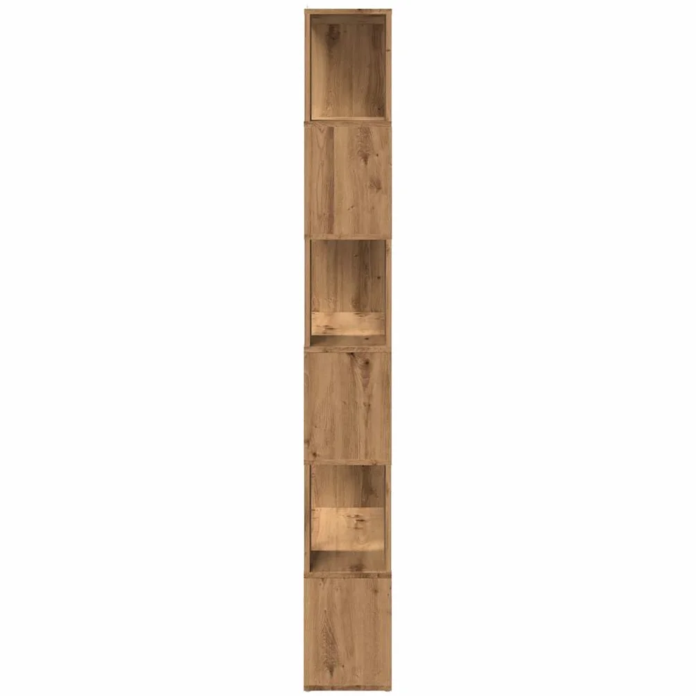 Générique Regał z 6 przegródkami dąb rzemieślniczy 80 x 24 x 186 cm, klasyczna szafka na książki z wszechstronnymi półkami, przechowywanie książek i dekoracji, stabilne drewno inżynieryjne