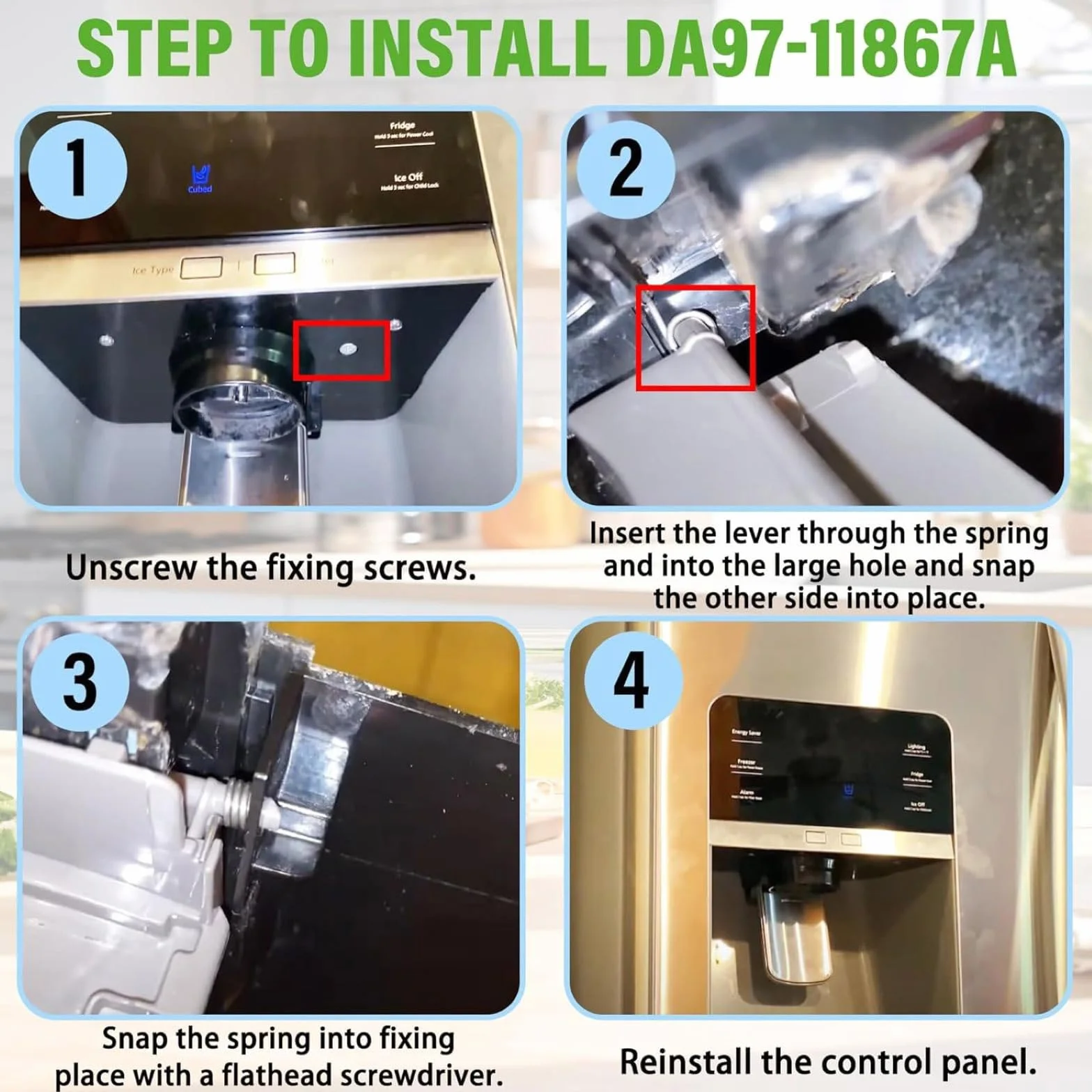 TECKEEN DA97-11867A Zapasowy zestaw dźwigni dozownika lodówki do lodówki Samsung RF25HMEDBWW/AA-00, RF25HMEDBWW/AA-01
