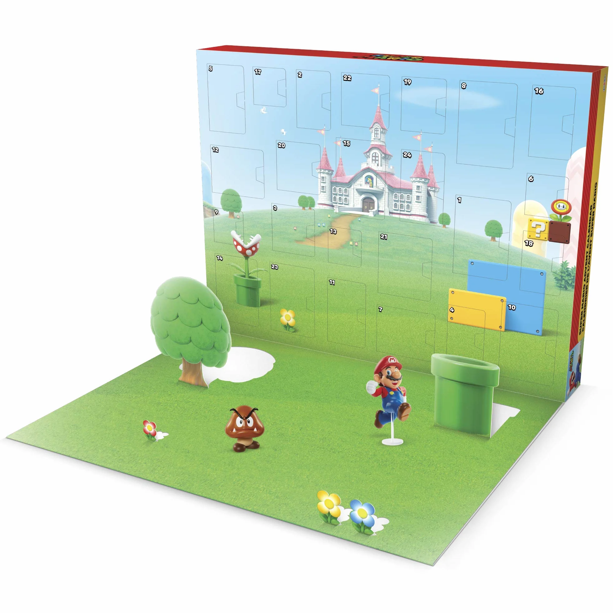 Kalendarz adwentowy Nintendo Super Mario od JAKKS Pacific, 24 dni niespodzianek z tajemniczymi postaciami i akcesoriami! Figurki w skali ok. 3,8 cm, świetny prezent dla dzieci i kolekcjonerów