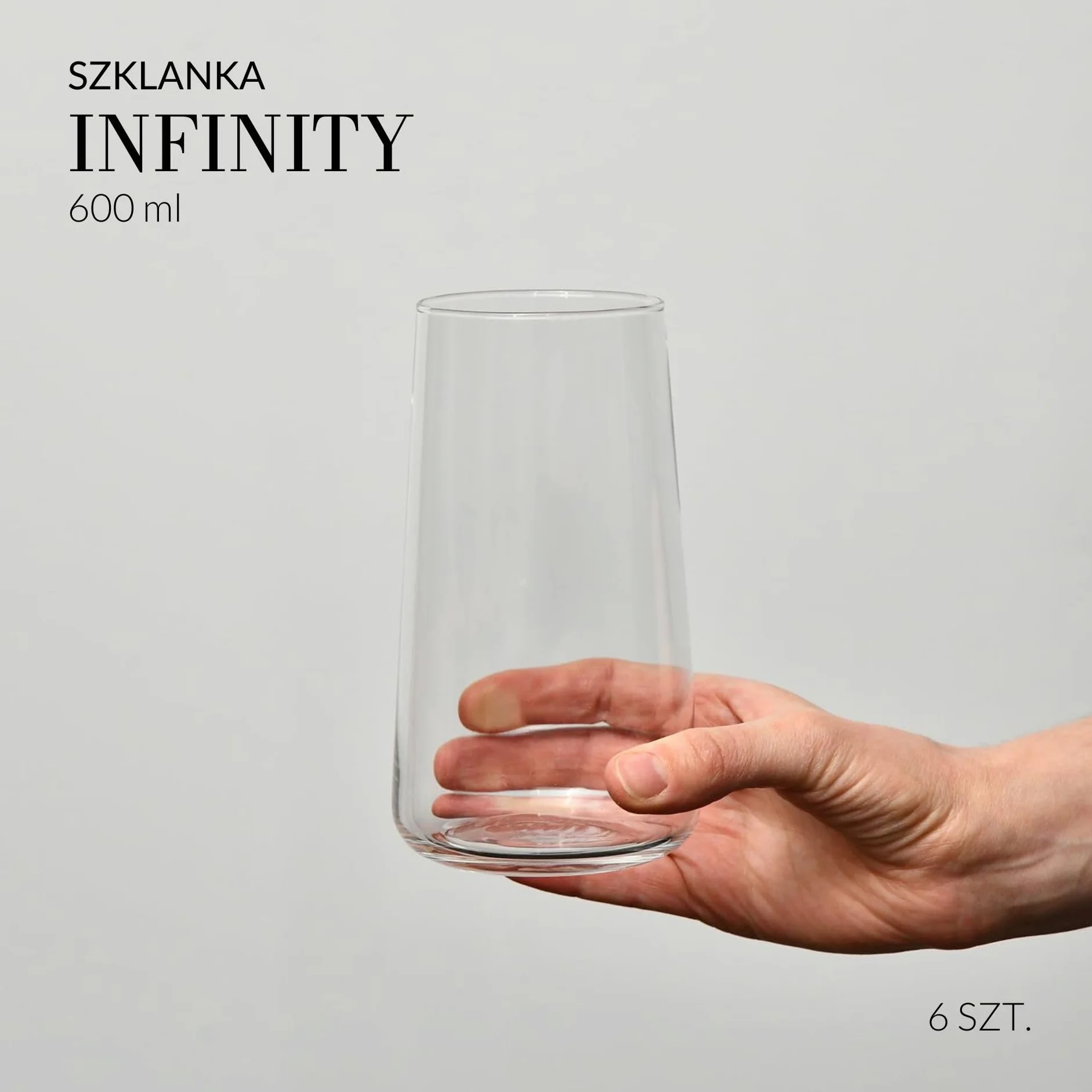 KROSNO Infinity Szklanki do Wody i Napojów 600 ml, Zestaw 6 szt – Wysokie, Nowoczesne, Szkło Kryształowe Bezołowiowe, Do Soku, Koktajli, Do Domu i Restauracji, Zmywarka