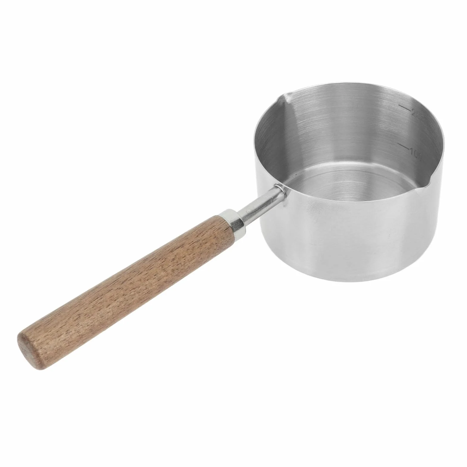 Mini rondel 200 ml, garnek do mleka ze stali nierdzewnej garnek do mleka garnek do sosu garnek do mleka garnek do topienia z uchwytem orzecha włoskiego przenośny podgrzewacz masła dzbanek do herbaty