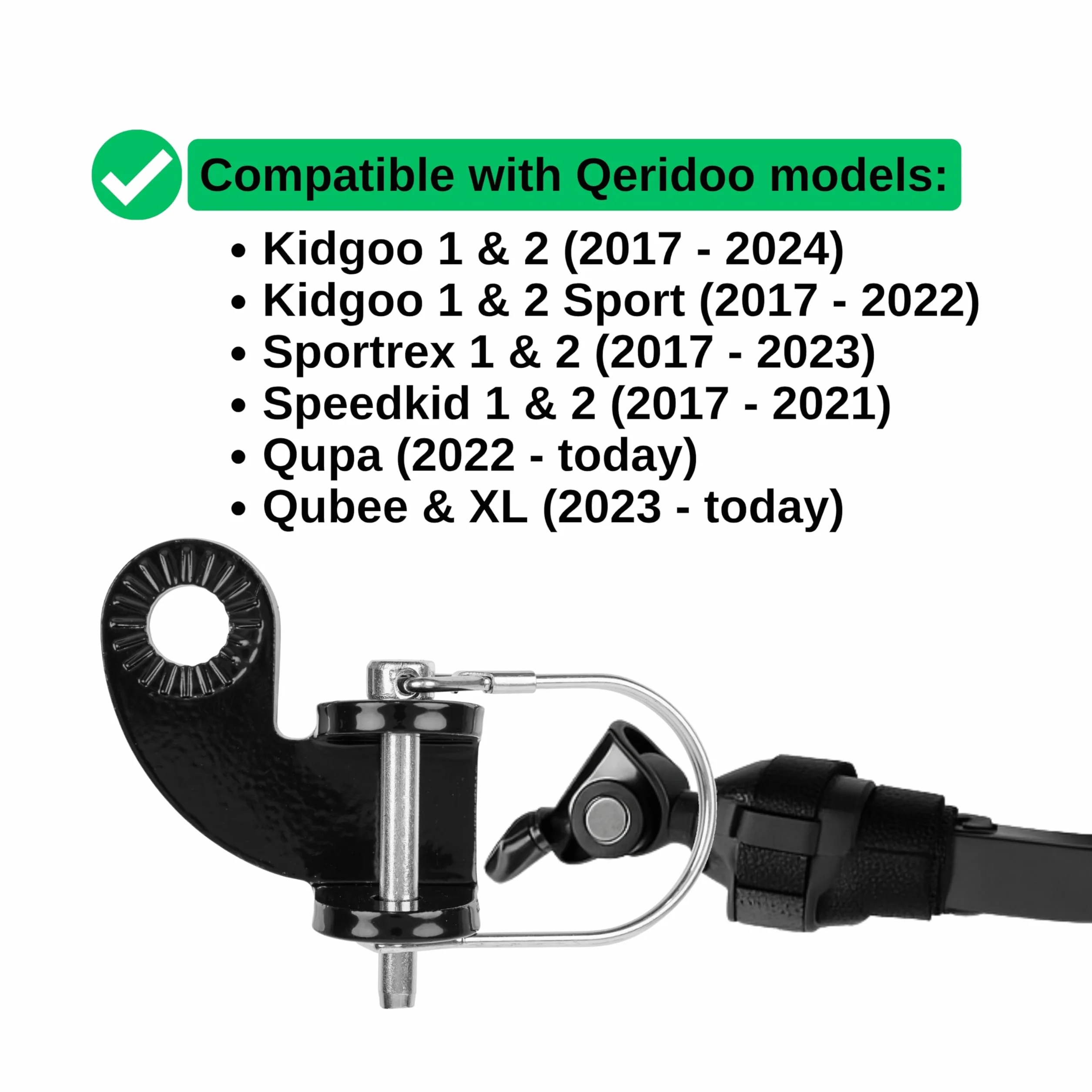 Zaczep do przyczepki rowerowej, 2 szt, Czarny, z zawleczką zabezpieczającą, kompatybilny m.in. z Qeridoo Speedkid, Sportrex, Kidgoo, MJ 2017-2022, zaczep do przyczepki rowerowej, adapter dyszla