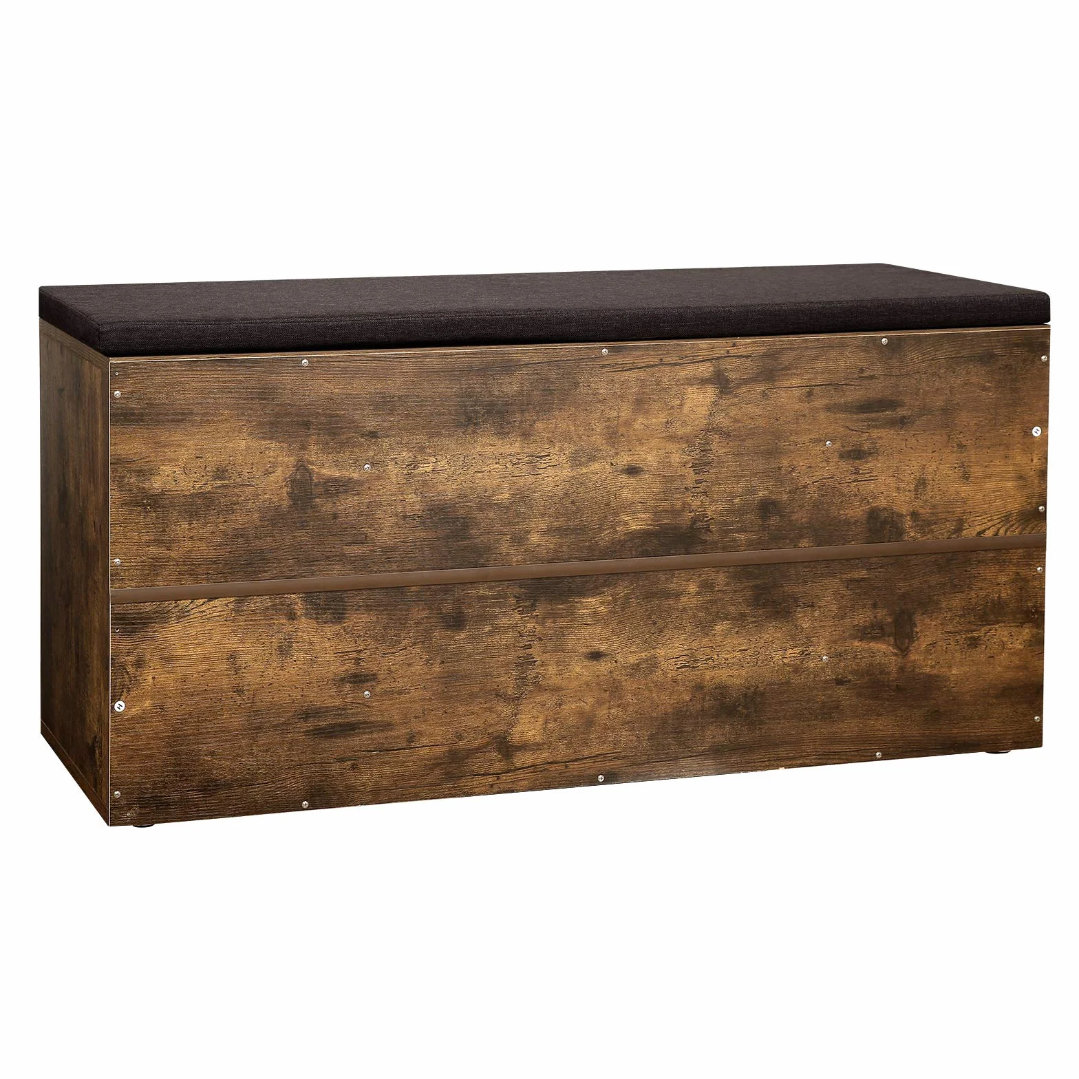 VASAGLE Banco para Zapatos, Repisa para Zapatos, Armario de Almacenamiento, 10 Compartimentos, con Cojín, para Entrada, 104 x 30 x 48 cm, Marrón Rústico LHS10BX