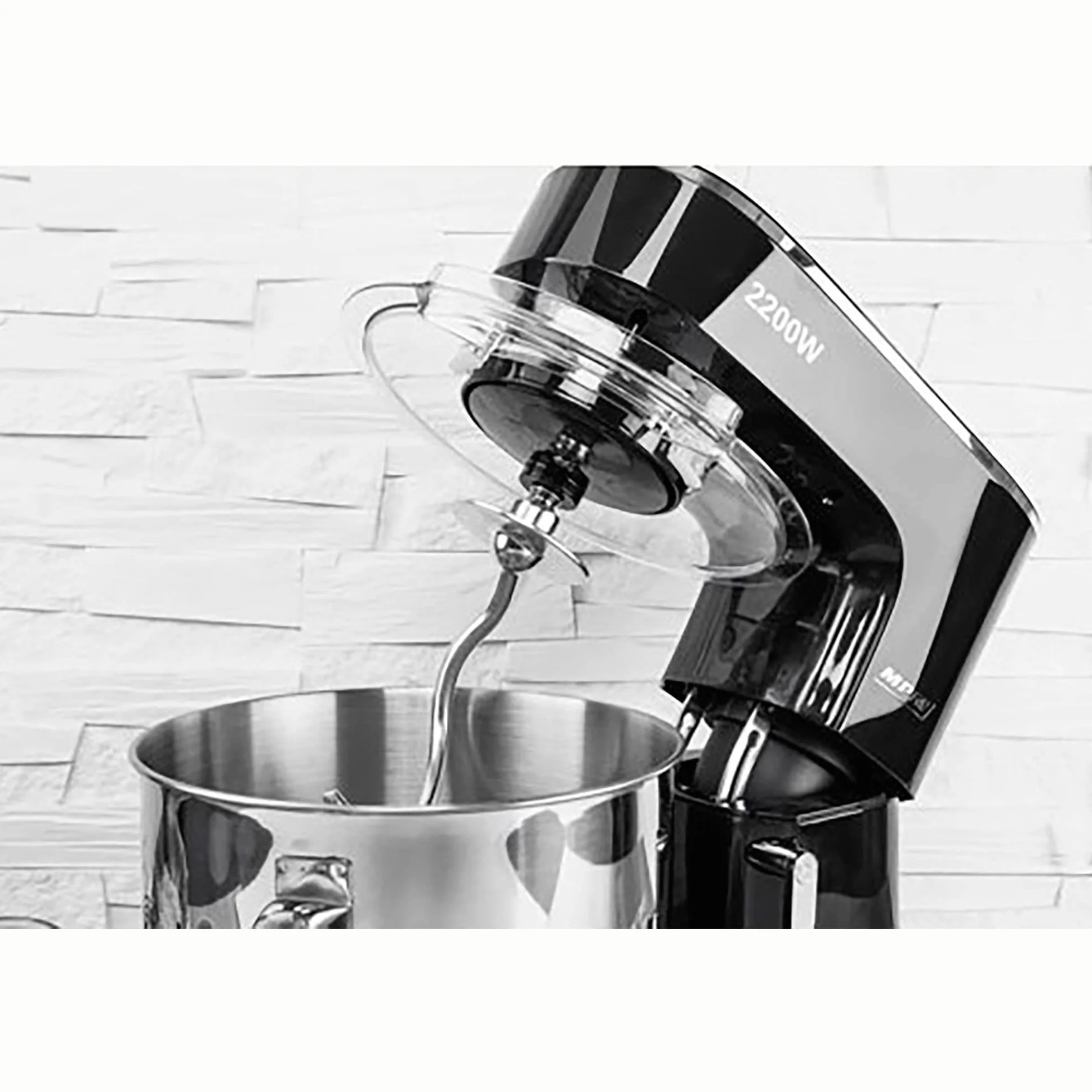 MPM MRK-19B robot kuchenny, piekarnia, profesjonalny blender, ugniatarka, ciasto, orbital + waga, 2200 W, maks. 6,5 l, miska ze stali nierdzewnej, 6 stopni prędkości + funkcja pulsu, system