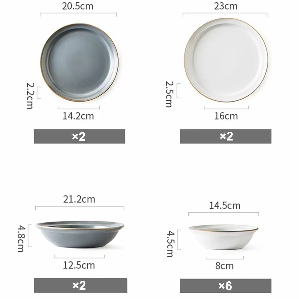 Eleganckie naczynia talerz miska zestaw, zestawy obiadowe dla 4 osób, zestaw obiadowy nowoczesny - talerze i miski z serii Morandi - matowe naczynia ceramiczne - modny styl nordycki - zmywarka i kuch