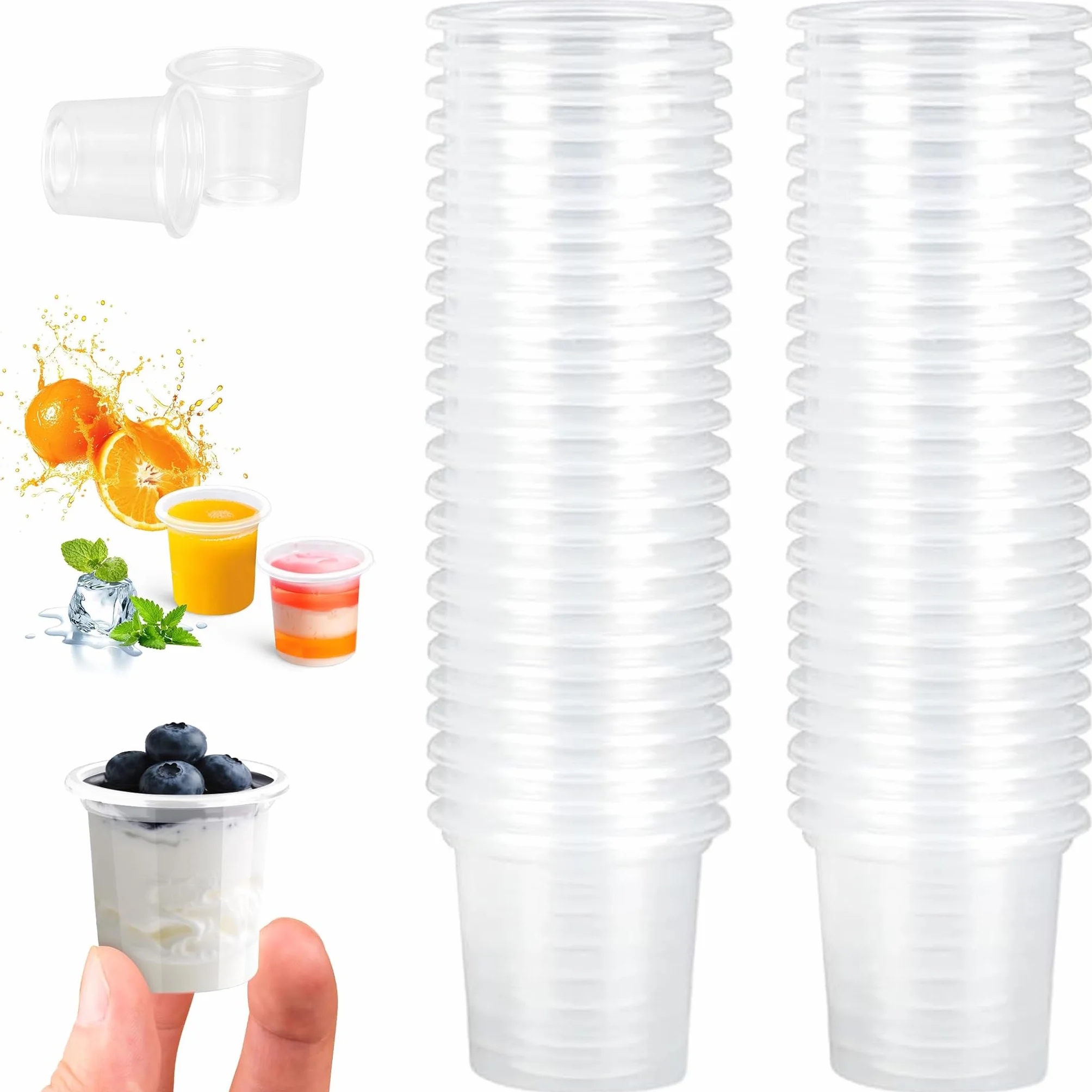 kieliszki plastikowe 2 cl/20 ml, 100 sztuk wielokrotnego użytku kieliszki plastikowe kubeczki, plastikowe kubki do picia, jednorazowe kieliszki do zdjęć na uroczystości i imprezy