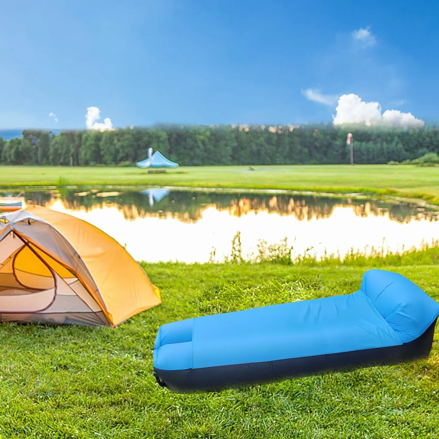 Nadmuchiwana sofa – sofa dmuchana na kemping i do aktywności na świeżym powietrzu – nadmuchiwana sofa do ogrodu – nadmuchiwana leżanka / kanapa dla komfortu na świeżym powietrzu – worek do