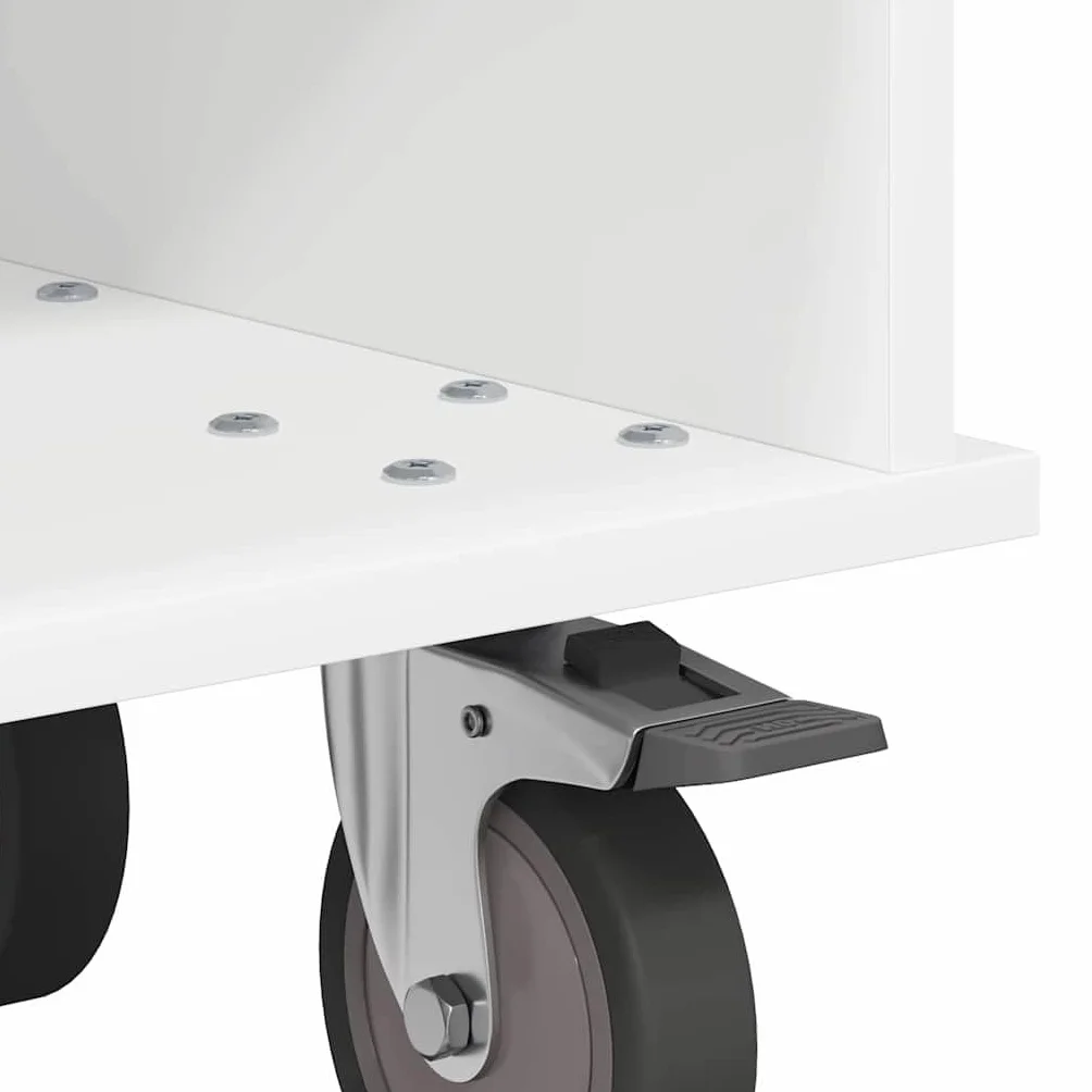 Hothingwell Szafka pod telewizor biała 37 x 35 x 35 cm drewno konstrukcyjne | Wiele przegródek, zarządzanie kablami, łatwe czyszczenie, do nowoczesnego salonu