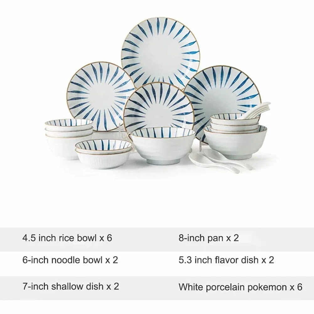 Naczynia/talerze/zestaw misek, 18 sztuk ceramiki zestawy obiadowe Vintage ręcznie malowane porcelanowe zastawy stołowe zestaw prezenty na parapetówkę