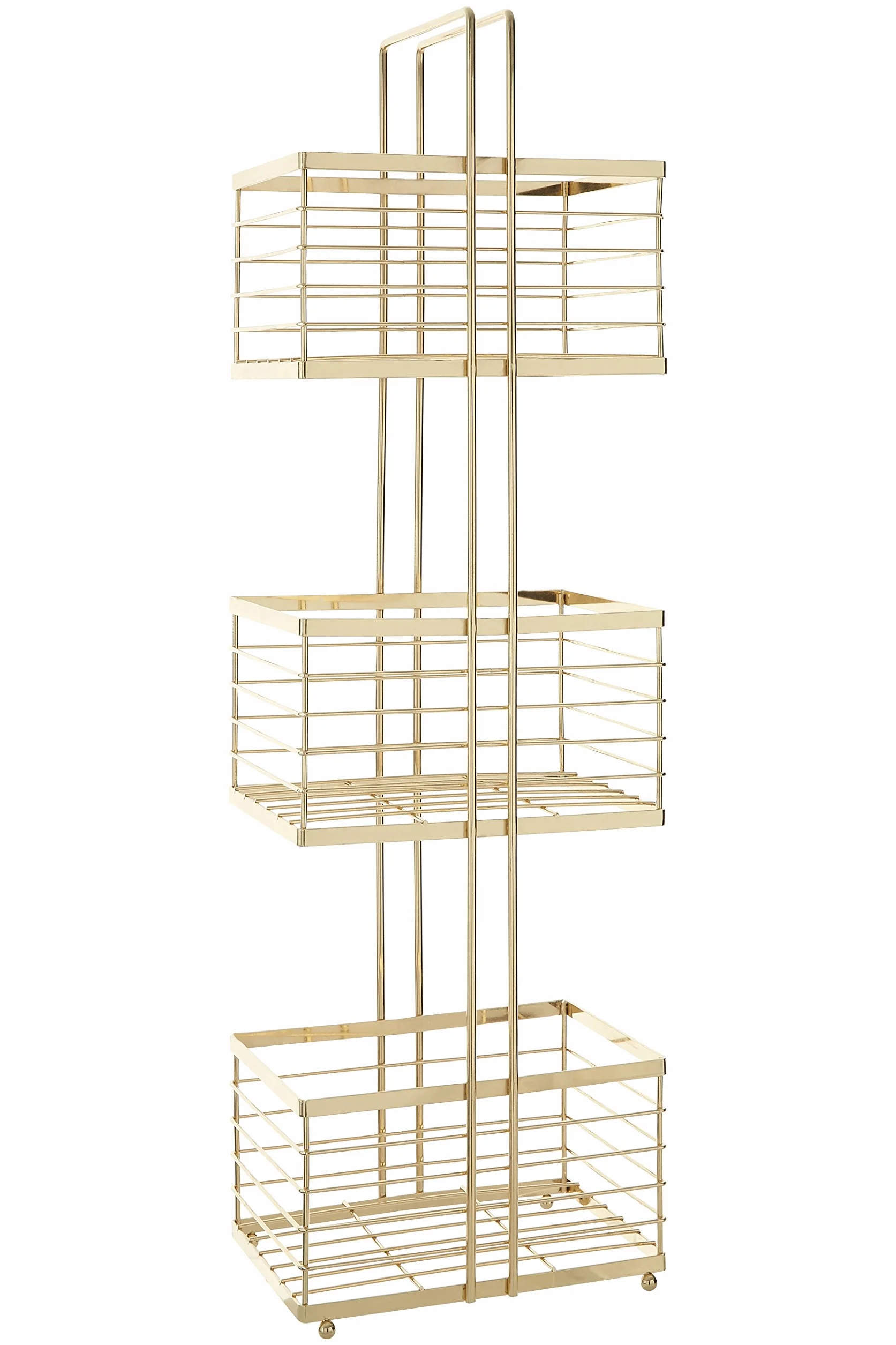Premier Housewares 3-poziomowy pojemnik do przechowywania, drut żelazny, złoty, 16 x 22 x 73 cm