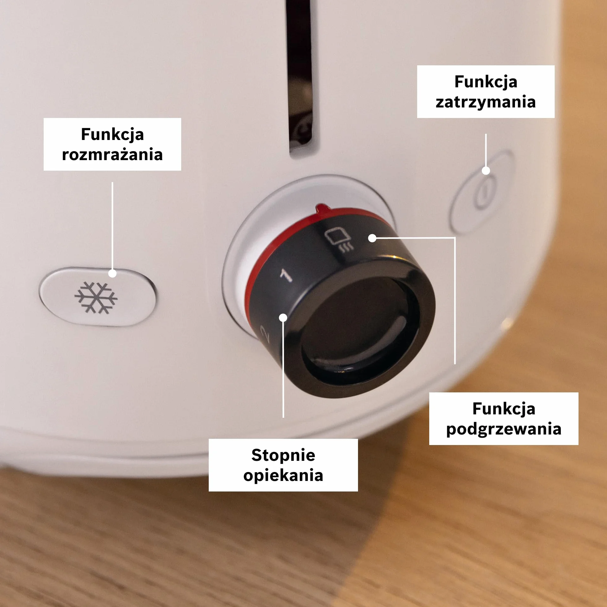 Bosch, toster, MyMoment, pojemnik na 2 kromki, podgrzewanie, rozmrażanie, ruszt na bułki, funkcja wysokiego podnoszenia, automatyczne wyłączanie, biały, TAT2M121