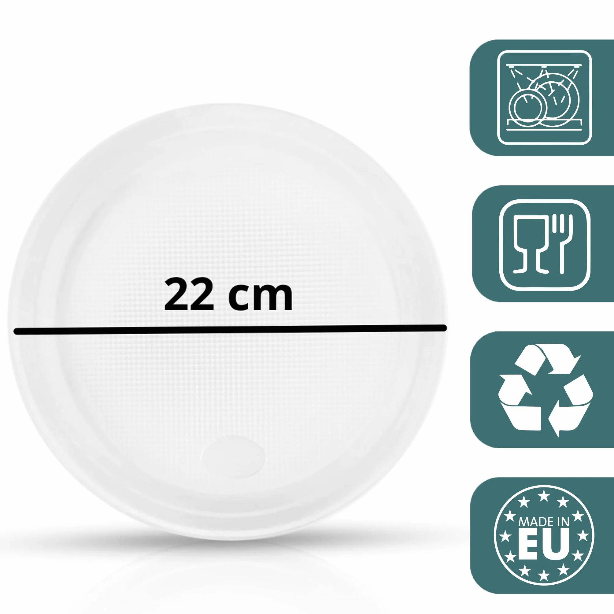 RAGO® Plastikowe talerze, 50 sztuk, zestaw talerzy plastikowych, wielokrotnego użytku, Ø 22 cm