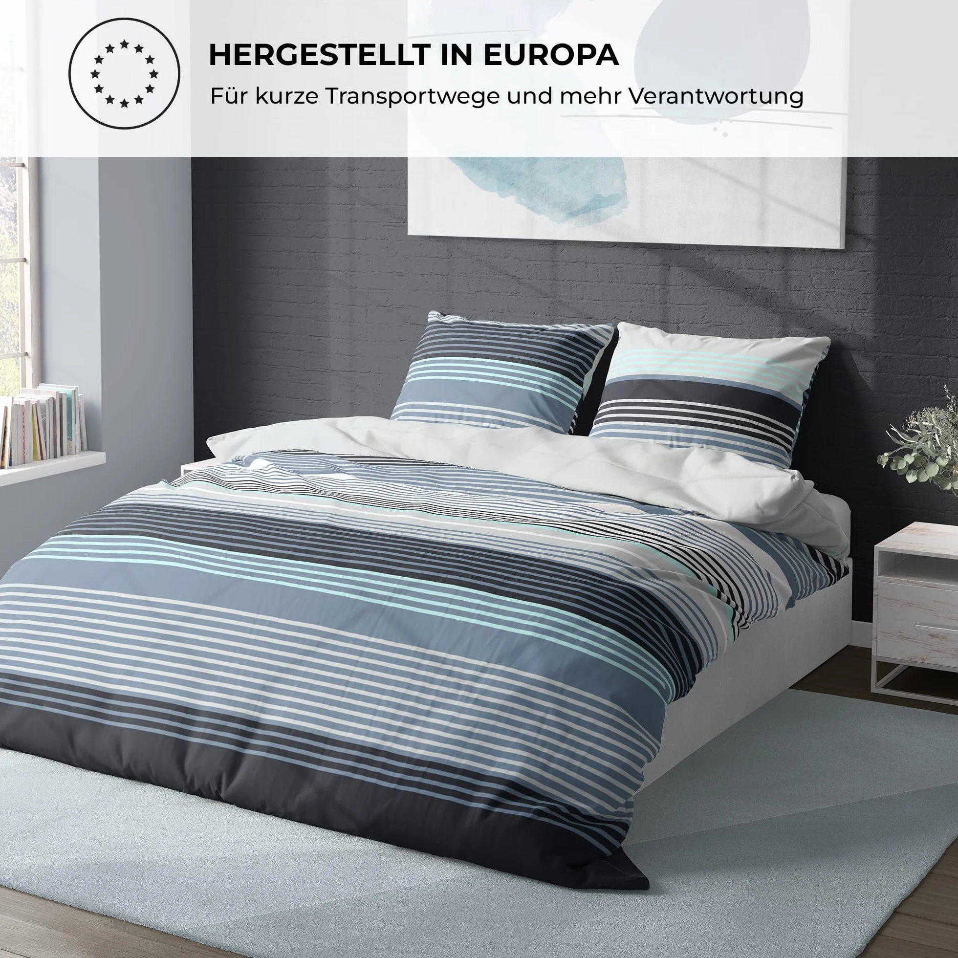 Pościel premium 200 x 200 – 100% bawełna, certyfikat Öko-Tex, Renforcé oddychająca, antyalergiczna, z zamkiem błyskawicznym, 3-częściowa poszwa na kołdrę + 2 x poszewka na poduszkę 80 x 80 cm