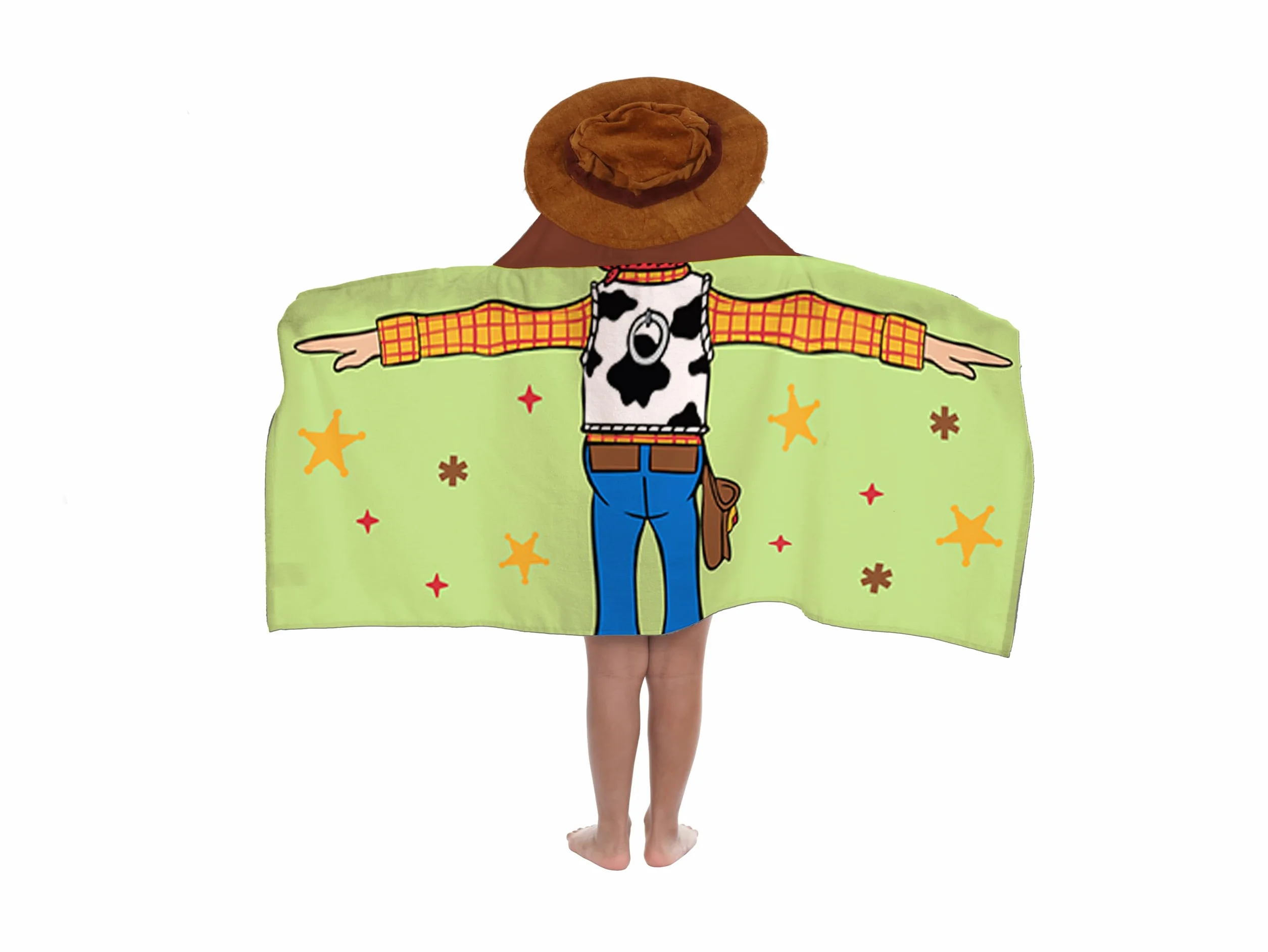 Jay Franco Disney Pixar Toy Story Woody - koc z kapturem 56 × 56 cm dla dzieci, super miękki do łazienki, plaży, basenu i podróży, oficjalnie licencjonowany produkt, zielony
