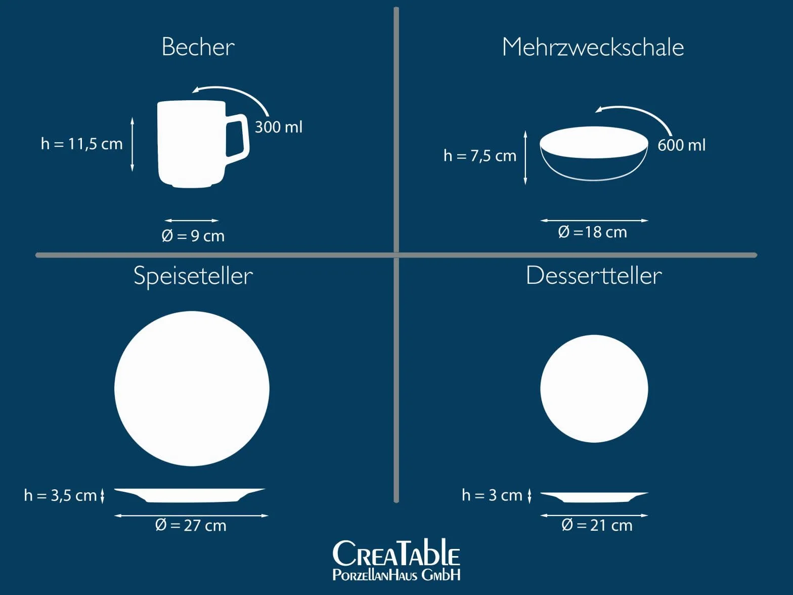 CreaTable, 23631, seria JAWA - glazura reaktywna, 16-częściowy zestaw naczyń, serwis kombi z kamionki, nadaje się do mycia w zmywarce i używania w kuchence mikrofalowej, wysokiej jakości produkcja
