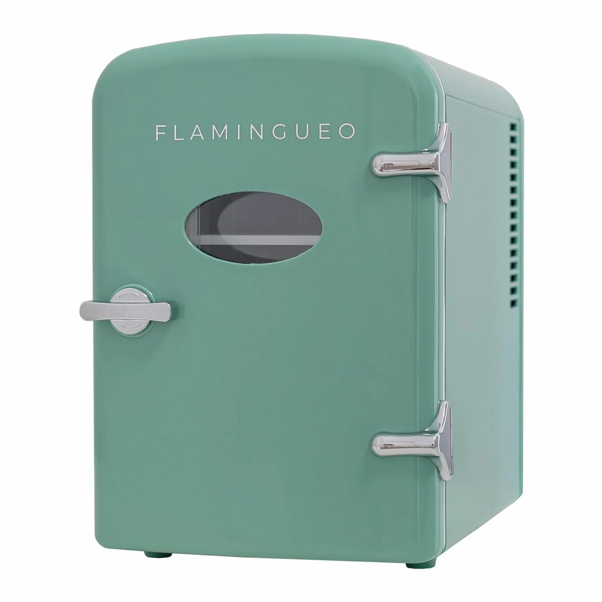 Flamingueo Mini lodówka 4 litry, 12 V/220 V, do pokoju, kosmetyków, napojów, funkcji chłodzenia i ciepła, wyjmowana półka