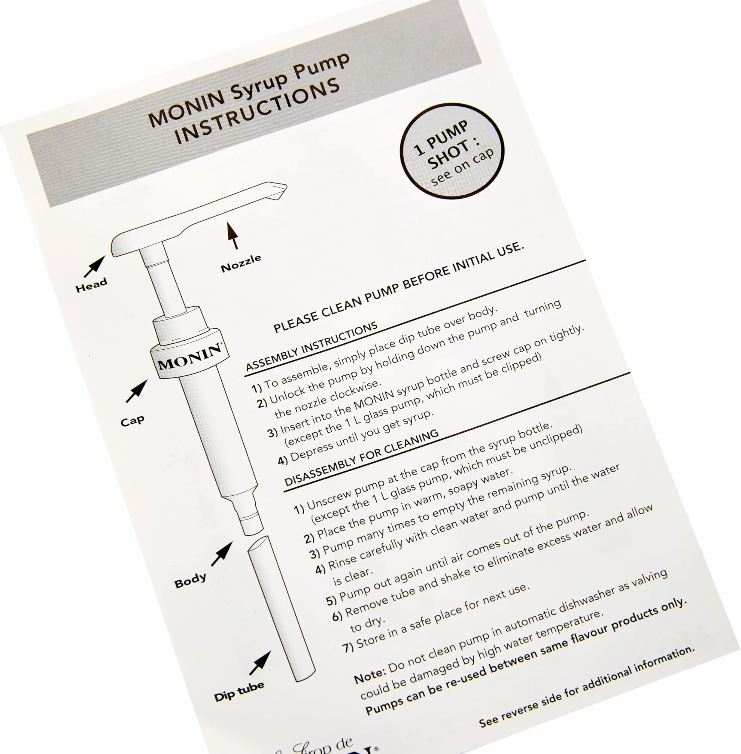 Monin - MONIN Pumpe für 10ml - 1L PET Flasche