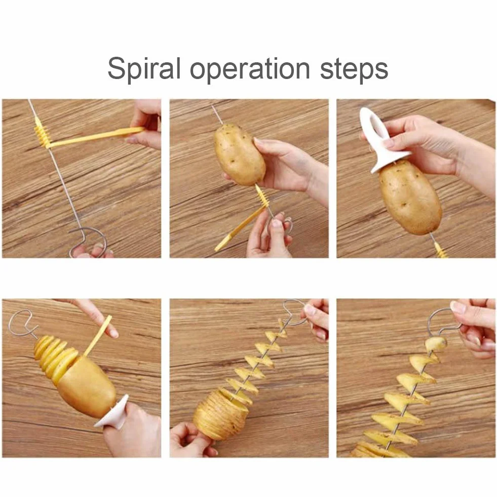 Tornado Spiralna Krajalnica do Ziemniaków Ręczna Krajalnica do Smażenia Warzyw Spiralizer Chips Maker DIY Ręczna Spiralizator do Warzyw Twister Tarka Obieraczki Krajalnice (Jak pokazano)