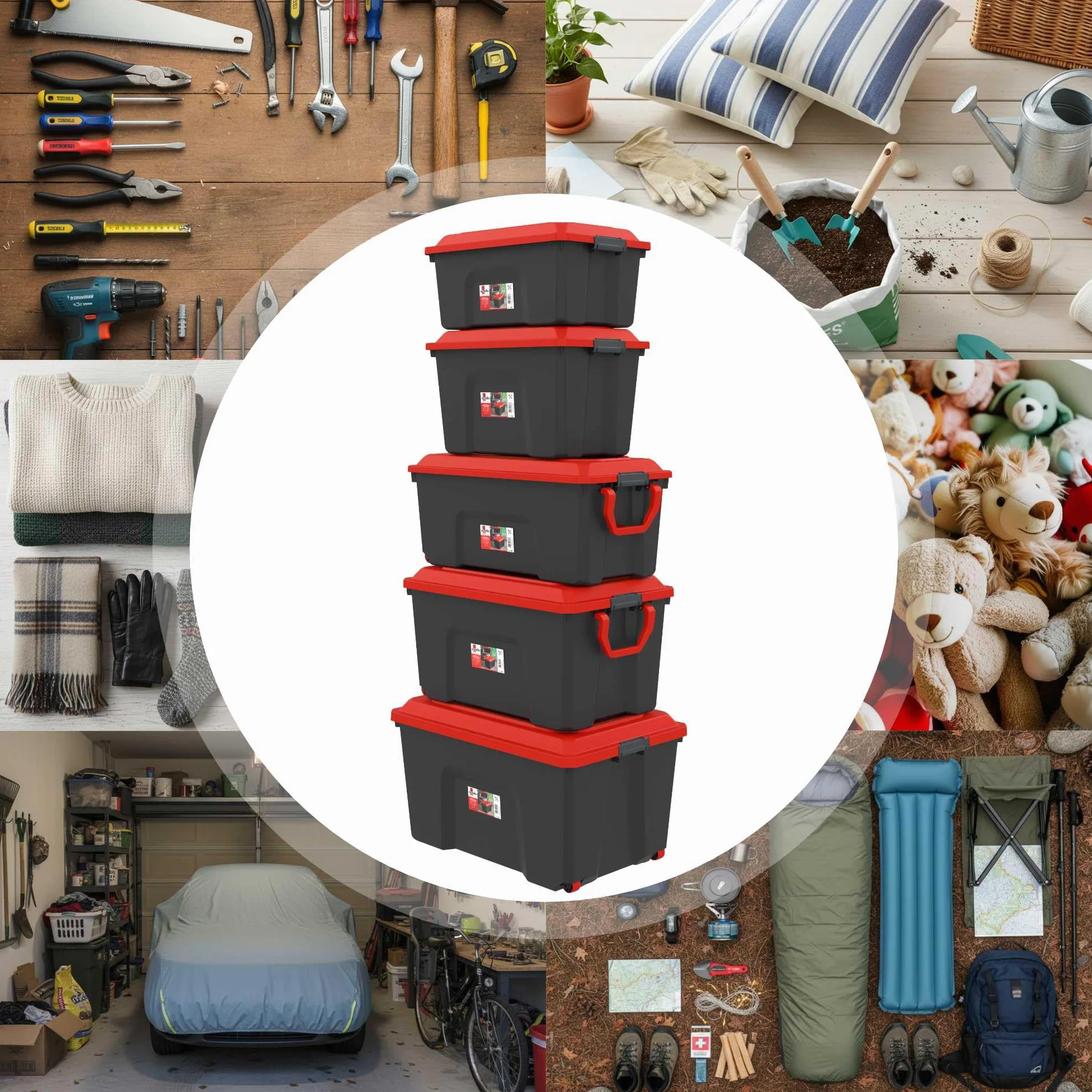 SUNDIS Malle de rangement à roulettes LOCKER 135 l