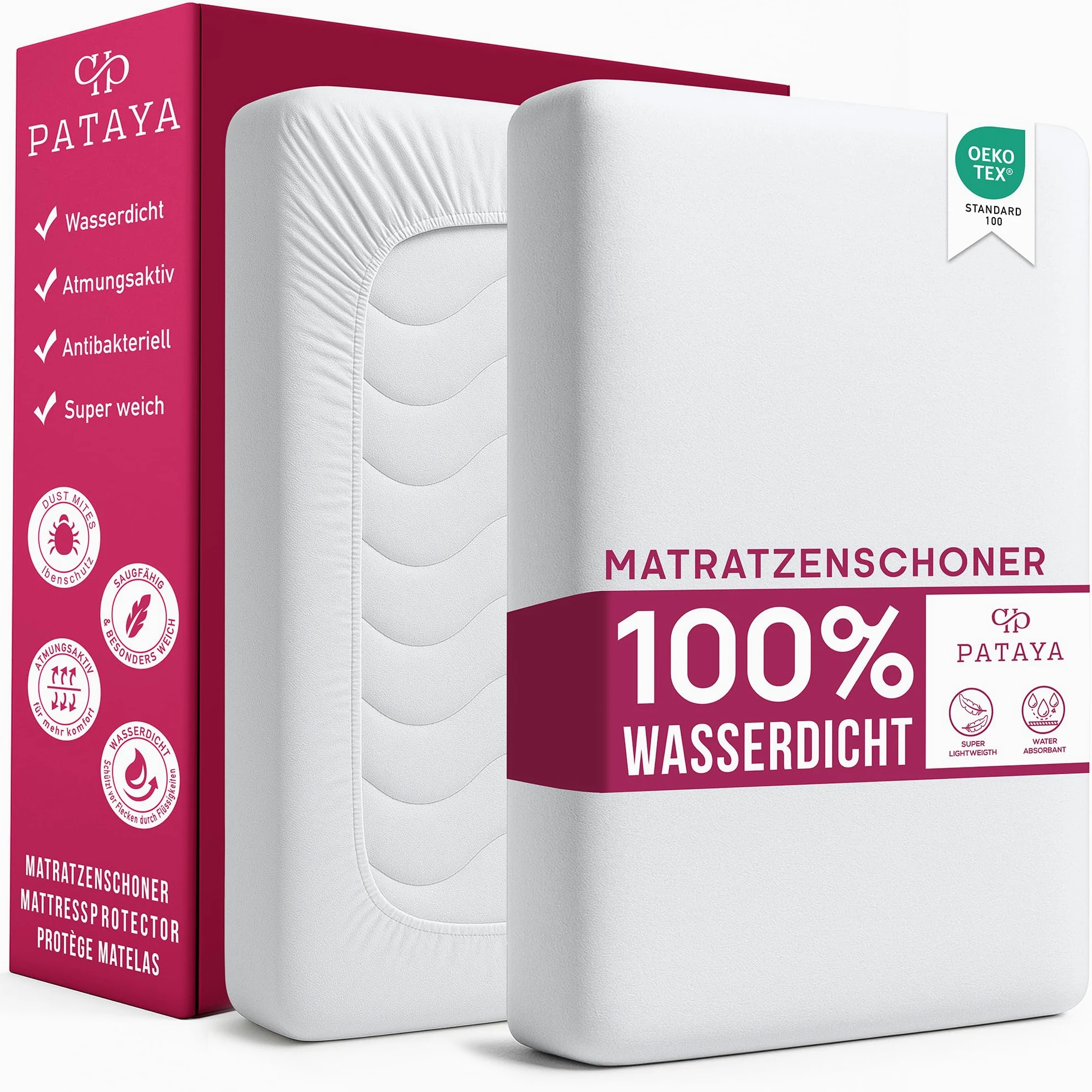 PATAYA Ochraniacz na materac 160 x 200 cm, dopasowany – wodoszczelna nakładka na materac oraz nakładka na nietrzymanie moczu, ochrona przed wilgocią, podkładka przeciw nietrzymaniu moczu (Fitted 160 x