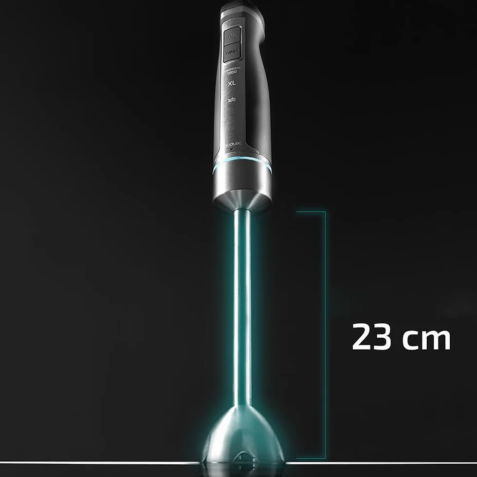 Cecotec Mikser ręczny PowerGear 1500 XL Cream. Mikser ręczny 1500 W, bardzo długa stopa, 4 ostrza powlekane tytanem, metalowa przekładnia i różne akcesoria.