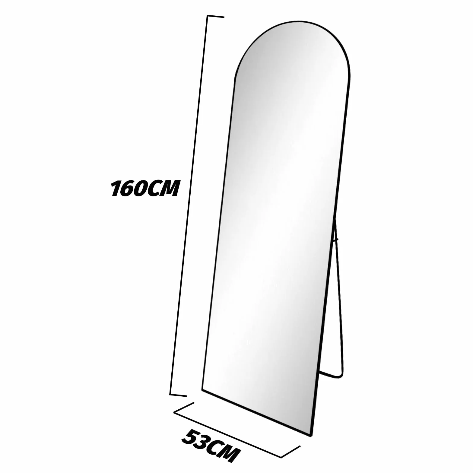 Kapler Lustro stojące łukowate 160 x 53 cm duże czarne lustro na całą stopę okrągłą dla Demana montowane na ścianie Deco Salon
