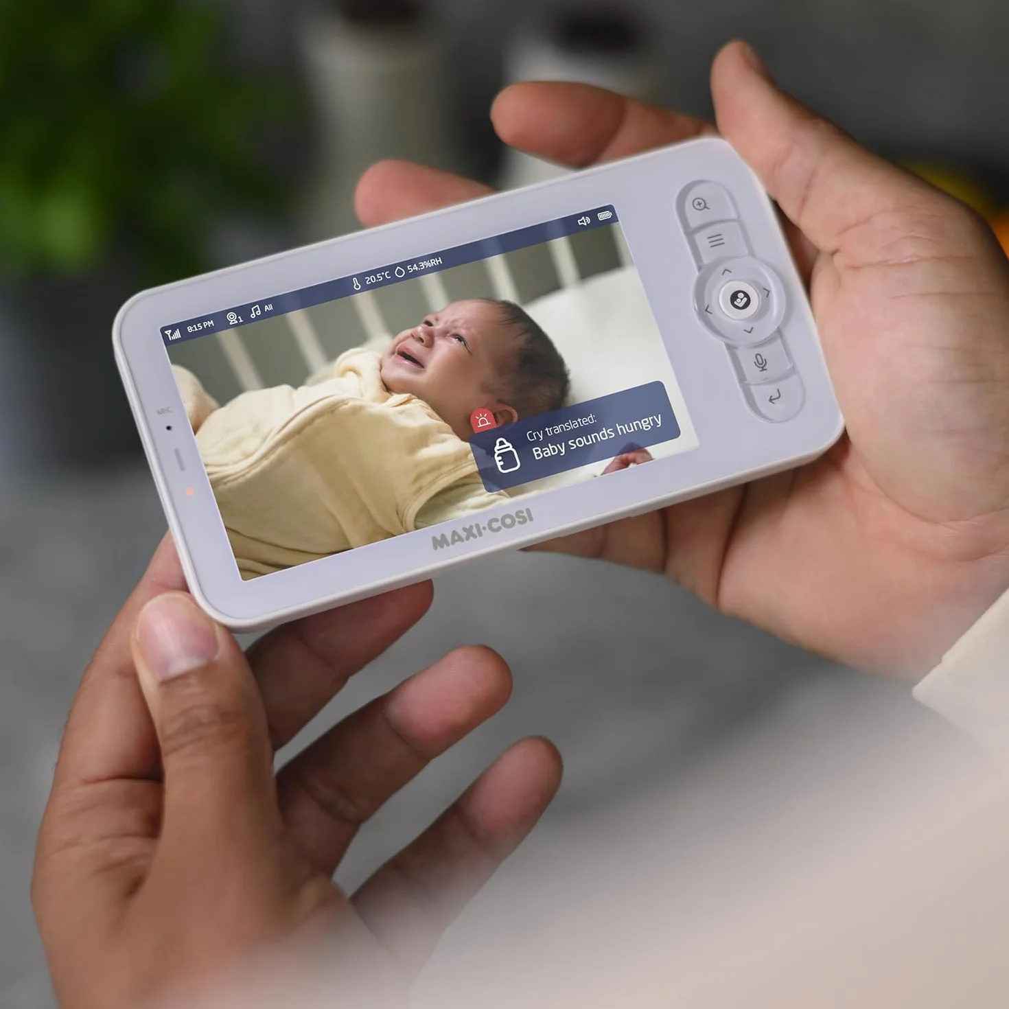 Maxi-Cosi See Pro Kamerka, inteligentna kamerka z aplikacją, kamerka wideo do pokoju dziecięcego, tłumacz płaczu, autowykrywanie ruchu, wideo UHD (2K), ekran 5”, element Maxi-Cosi Connected Home