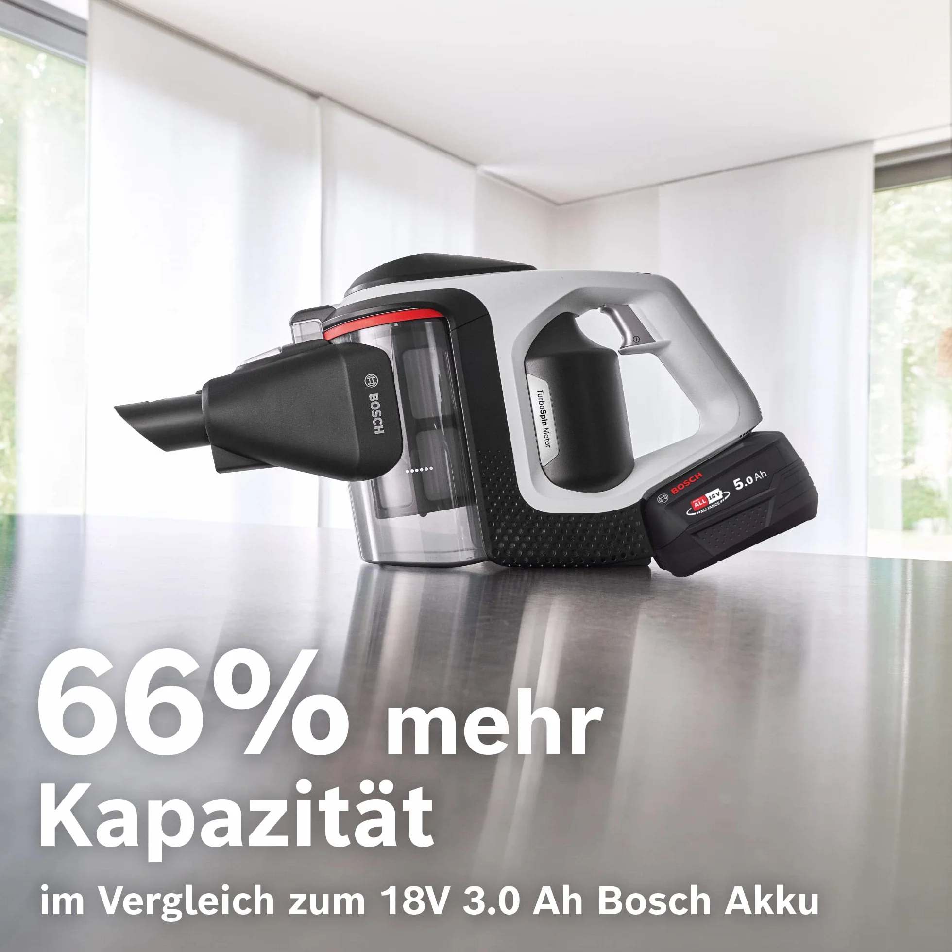 Bosch Akumulator wymienny Power for All 18 V 5,0 Ah BHZUB1850, odpowiedni do wszystkich bezprzewodowych odkurzaczy akumulatorowych Unlimited, bardzo długi czas pracy, wysoka wydajność, nadaje się do
