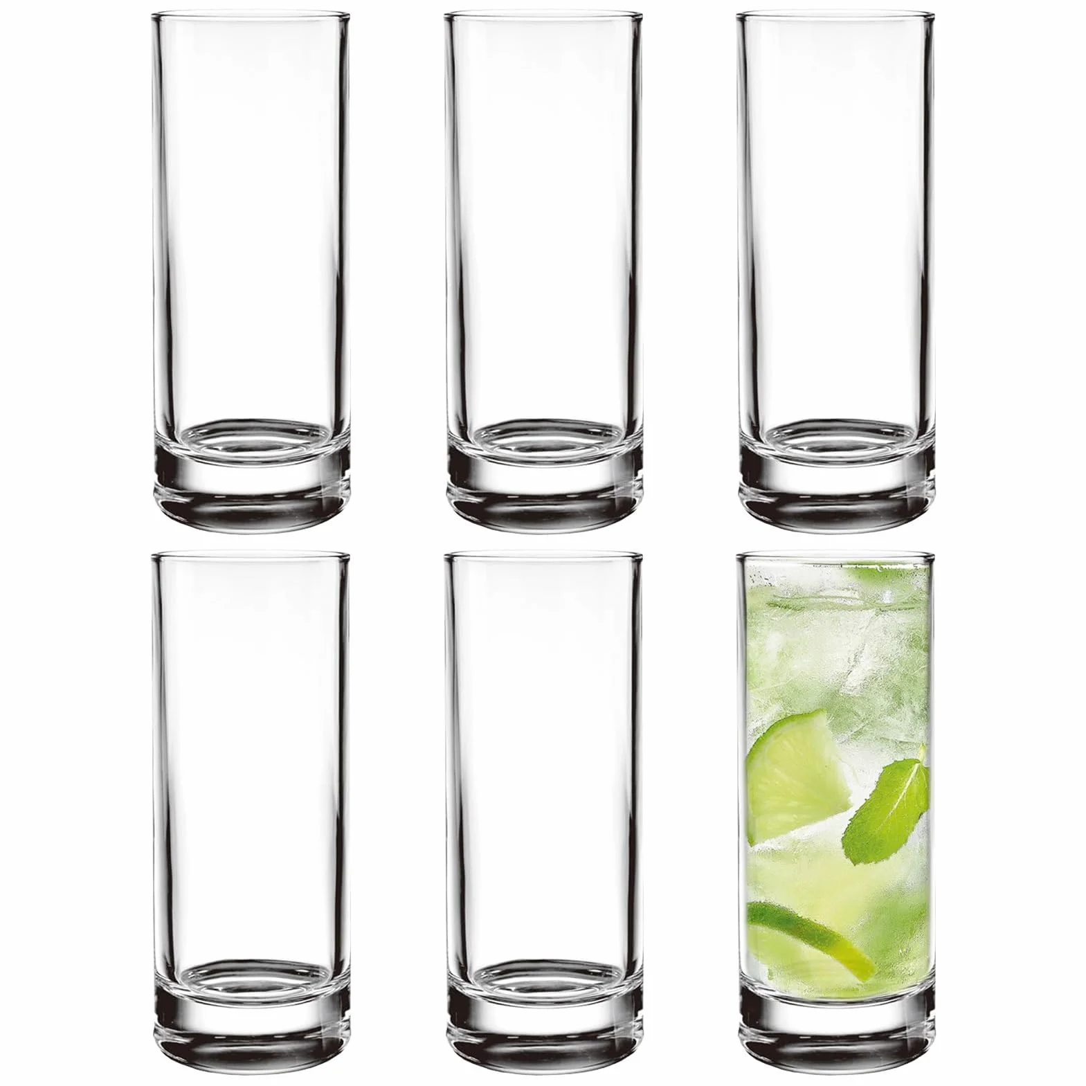 Zestaw do picia szklanek, 290 ml, klasyczne, przezroczyste, wielokrotnego użytku, naczynia do picia, 6 sztuk, do wody, whisky, piwa, wina, mrożonej kawy, lodowej herbaty, przy basenie, patio, na