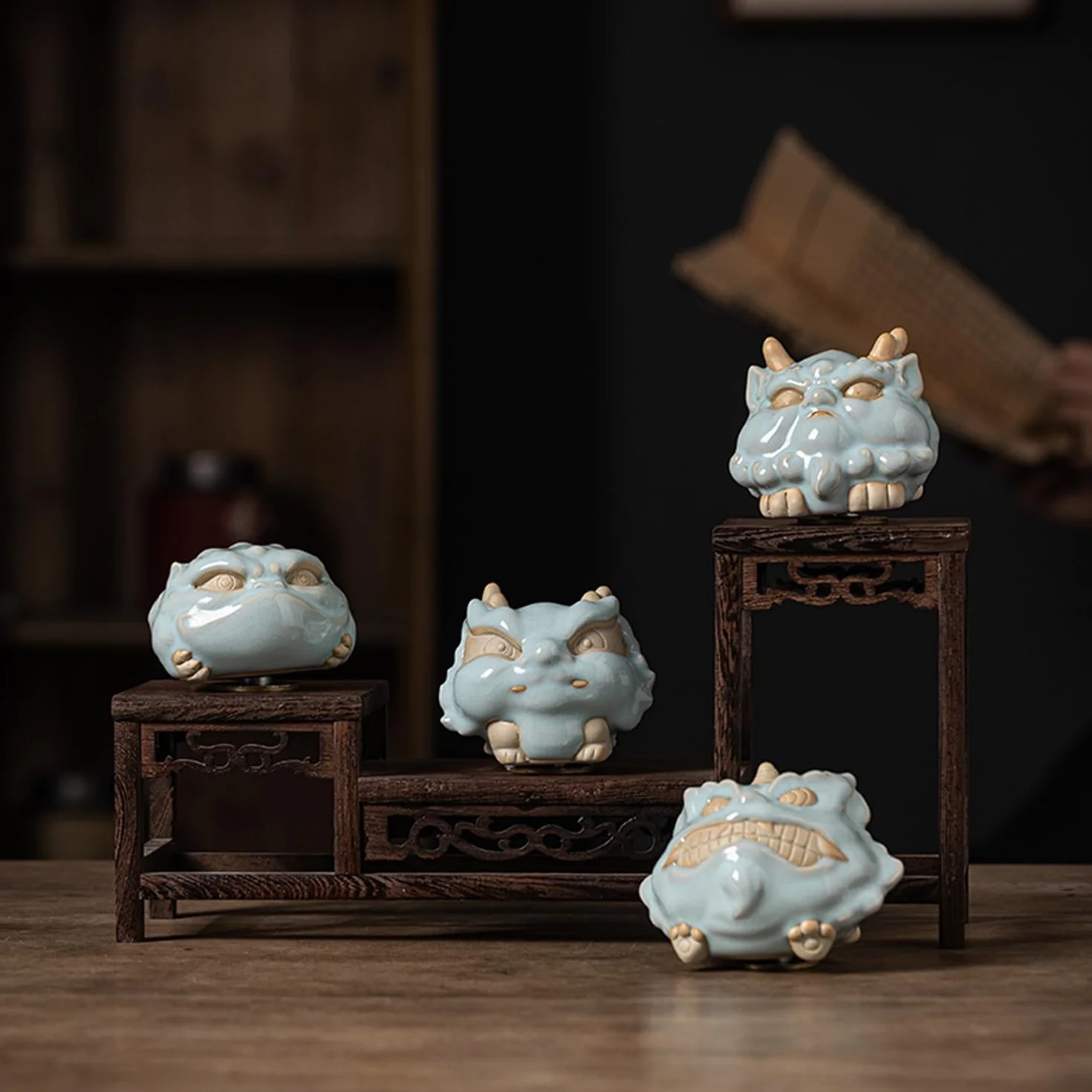 Figurka Boskiej Bestii Ceramiczna Herbata Zwierzę Biurko Ozdoba, Prezenty Dekoracji Stołu Herbaciarni,Zwierzęta do herbaty(A)