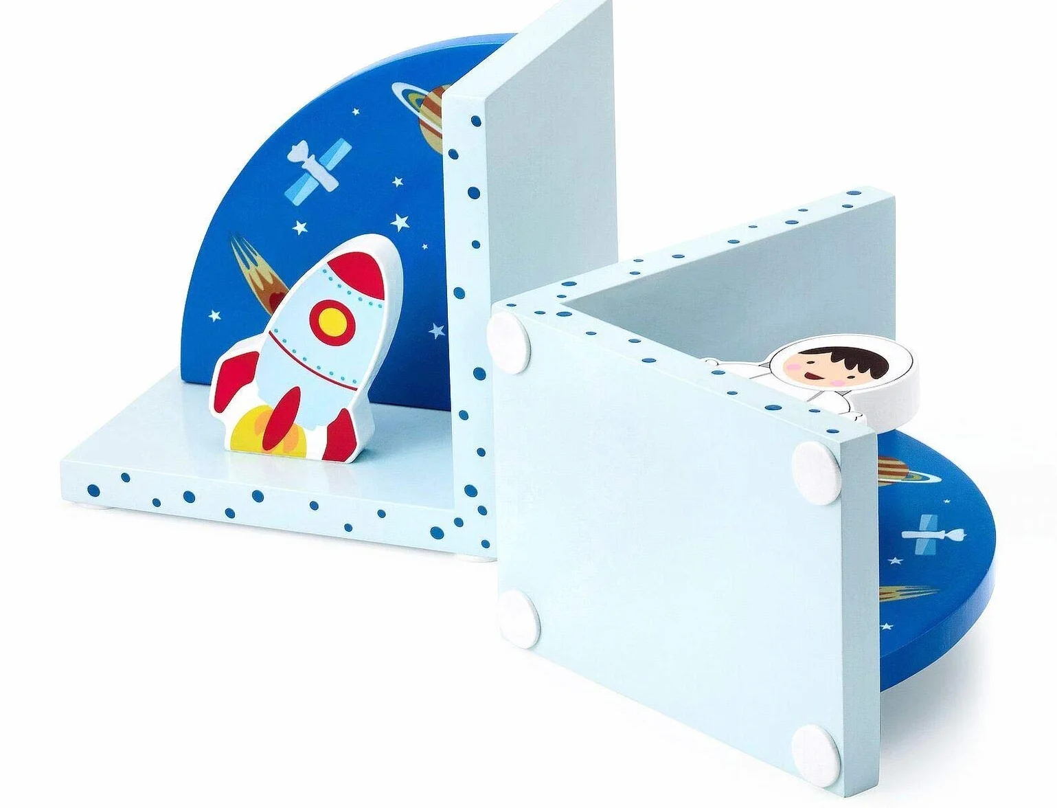 Mousehouse Gifts 3D Rocket Space tematyczne drewniane podpórki dla dzieci dla chłopców lub dziewcząt do pokoju dziecięcego lub sypialni