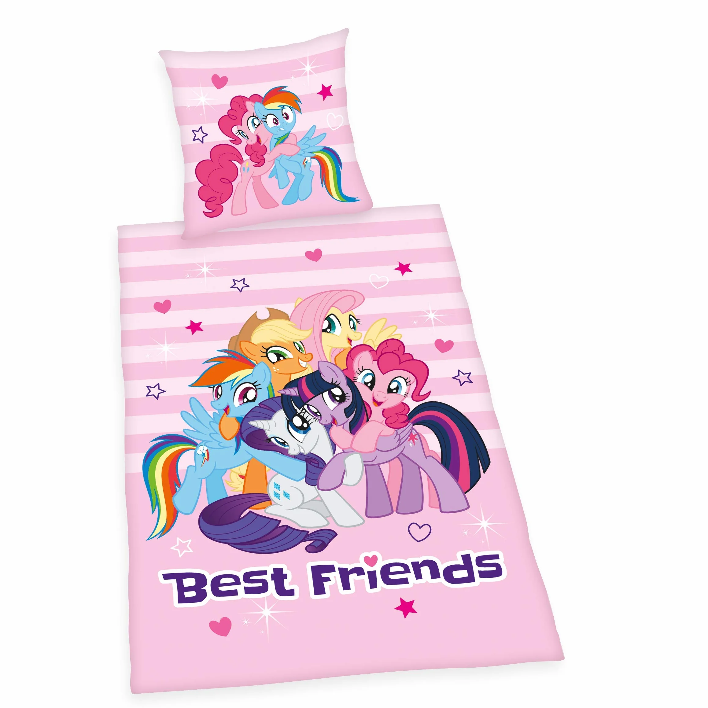 Herding Pościel My little Pony "Best Friends", poszewka na poduszkę 80 x 80 cm, poszwa na kołdrę 135 x 200 cm, Renforce, z markowym zamkiem błyskawicznym